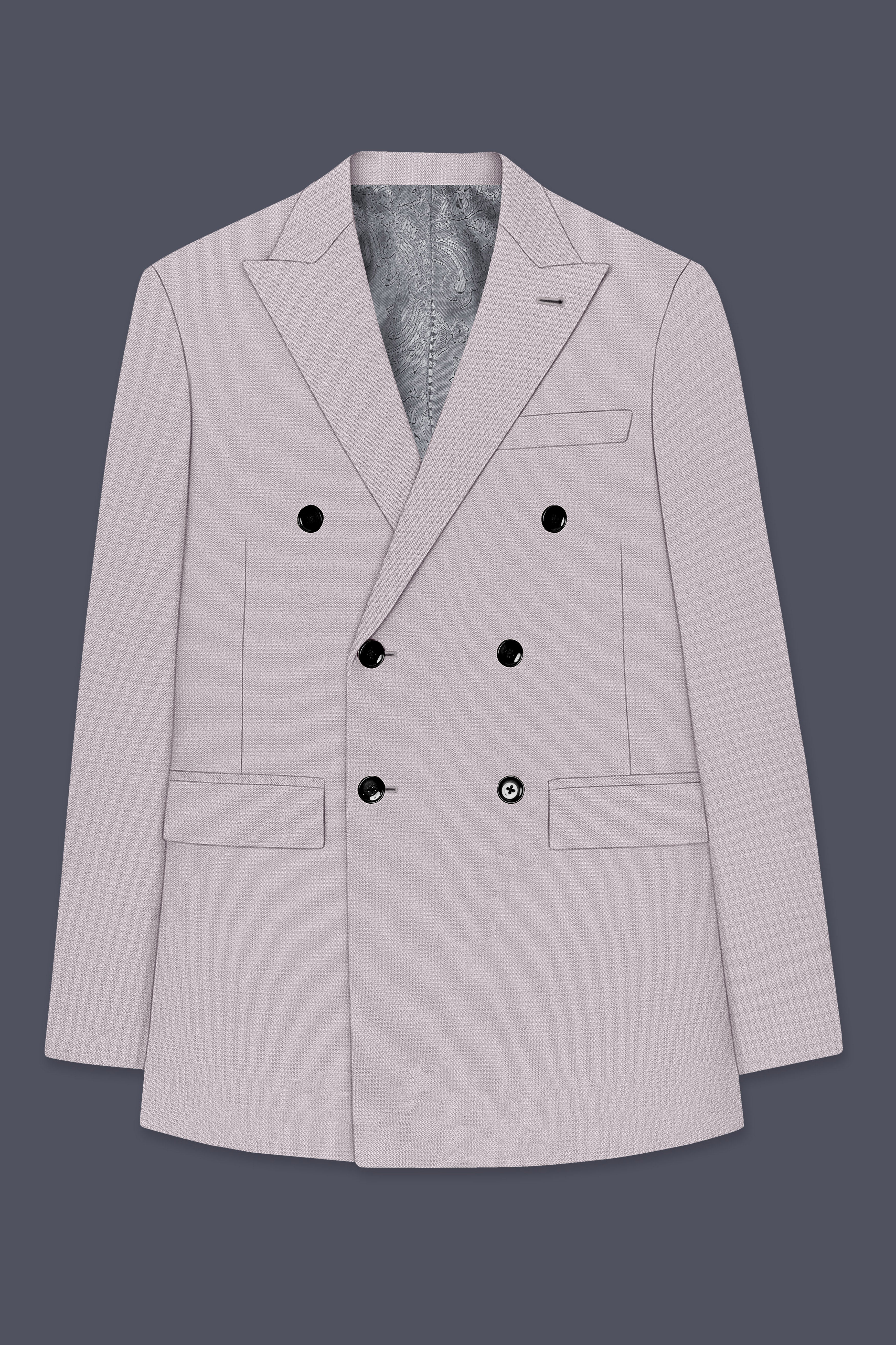 Regent-Noble Gray Diamond Textured Wool Rich Slight Stretch Double Breasted Suit