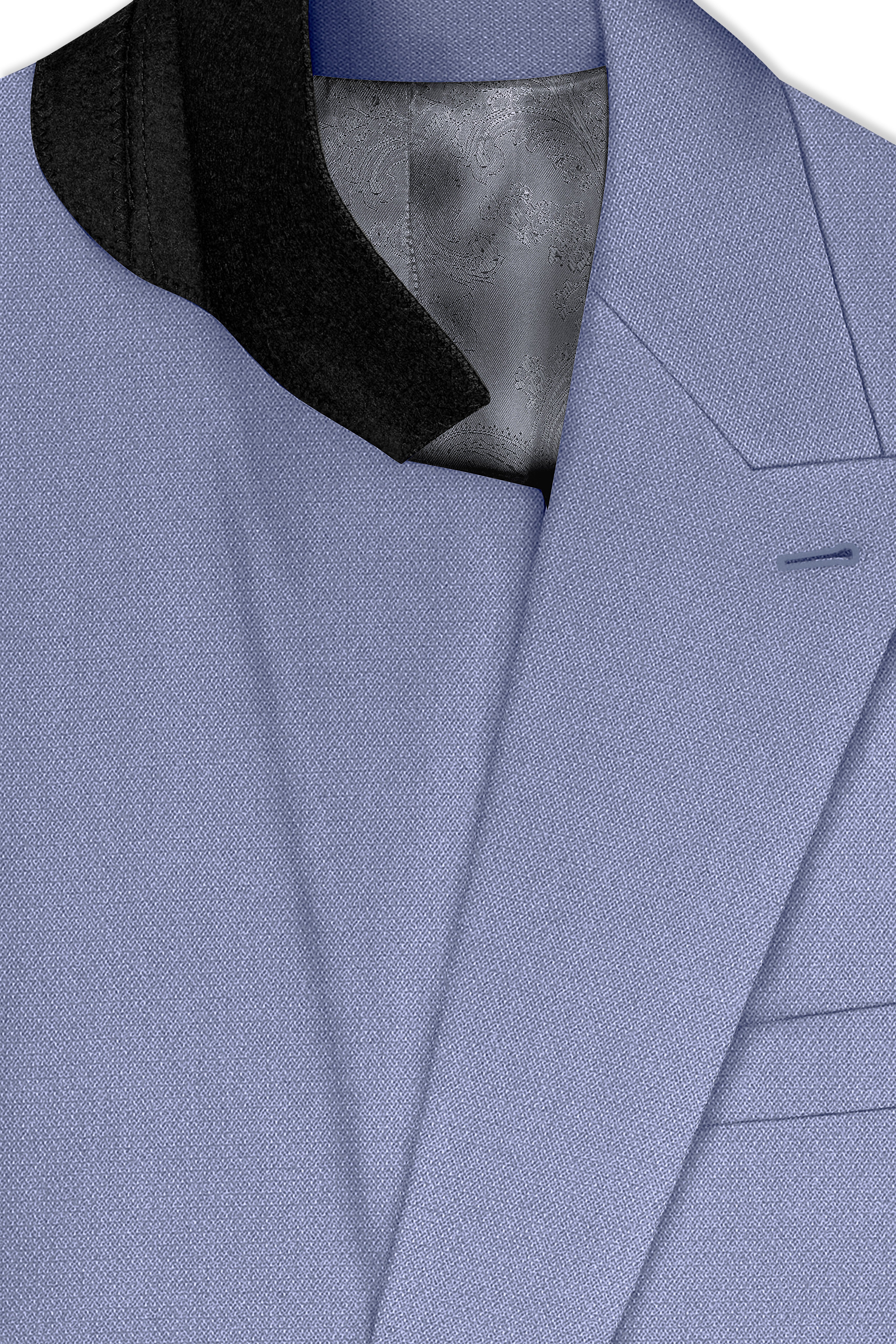 Harbor-Waterloo Blue Diamond Textured Wool Rich Slight Stretch Double Breasted Suit