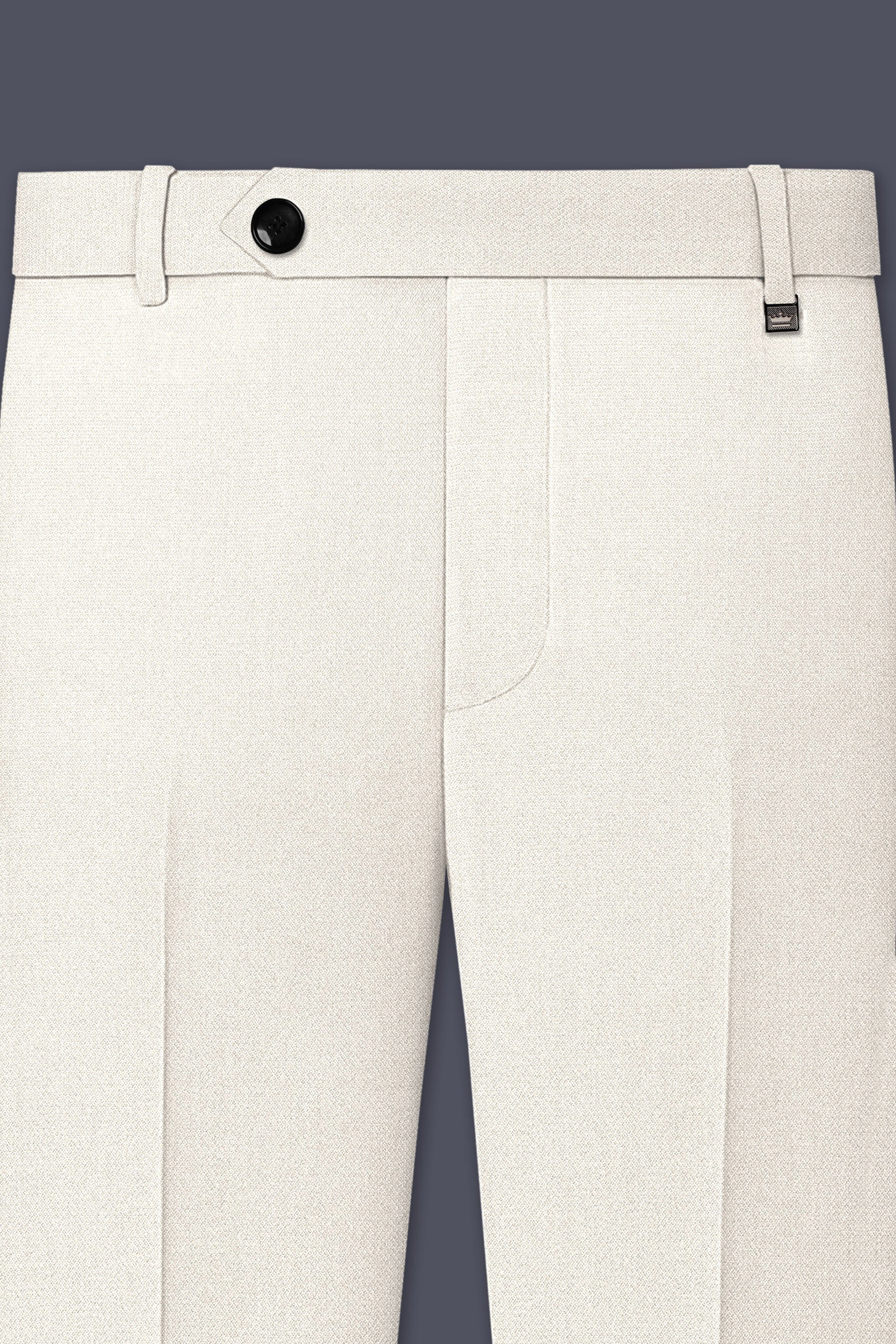 Ecru-Merino Off White Diamond Textured Wool Rich Slight Stretch Double Breasted Suit