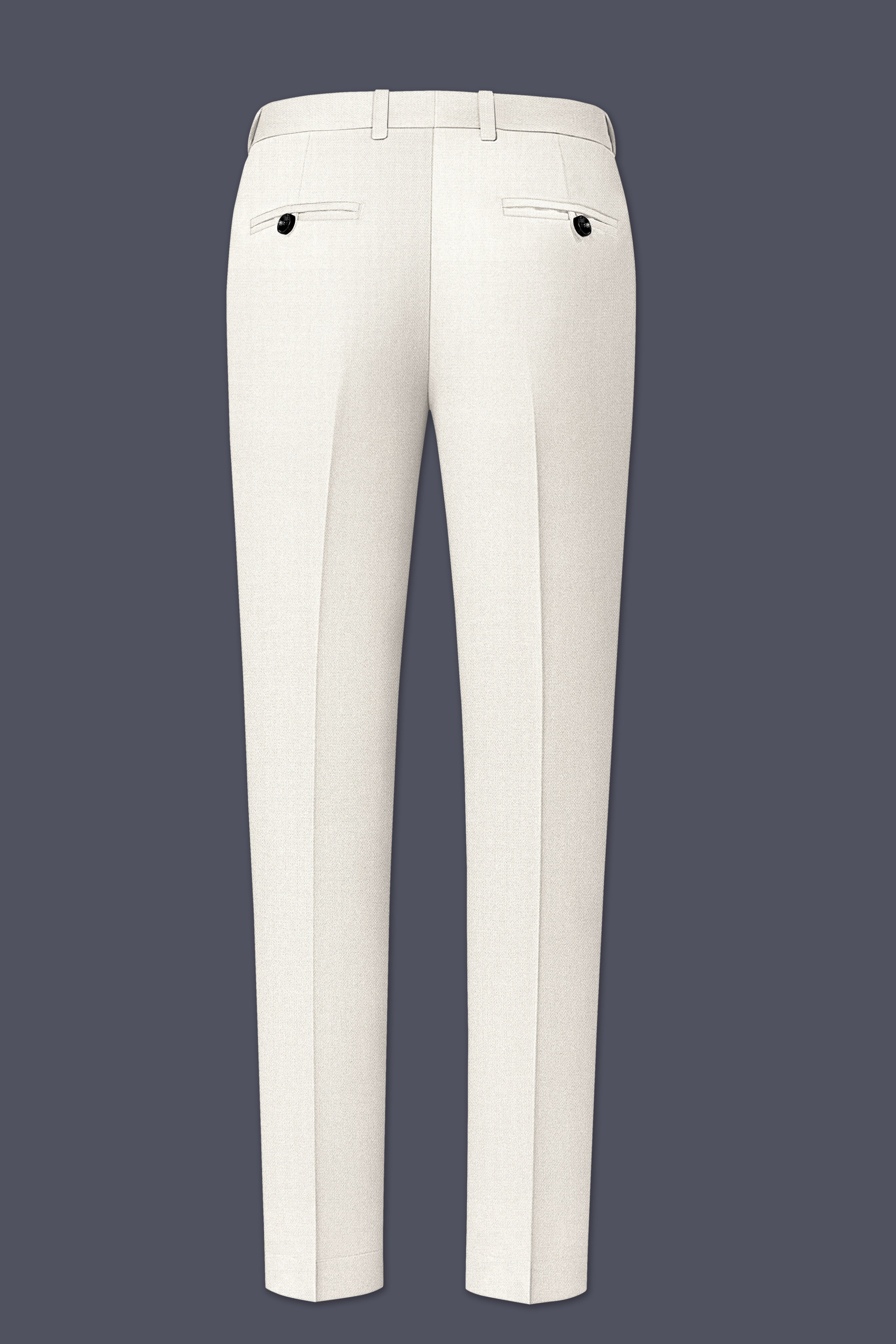 Ecru-Merino Off White Diamond Textured Wool Rich Slight Stretch Double Breasted Suit