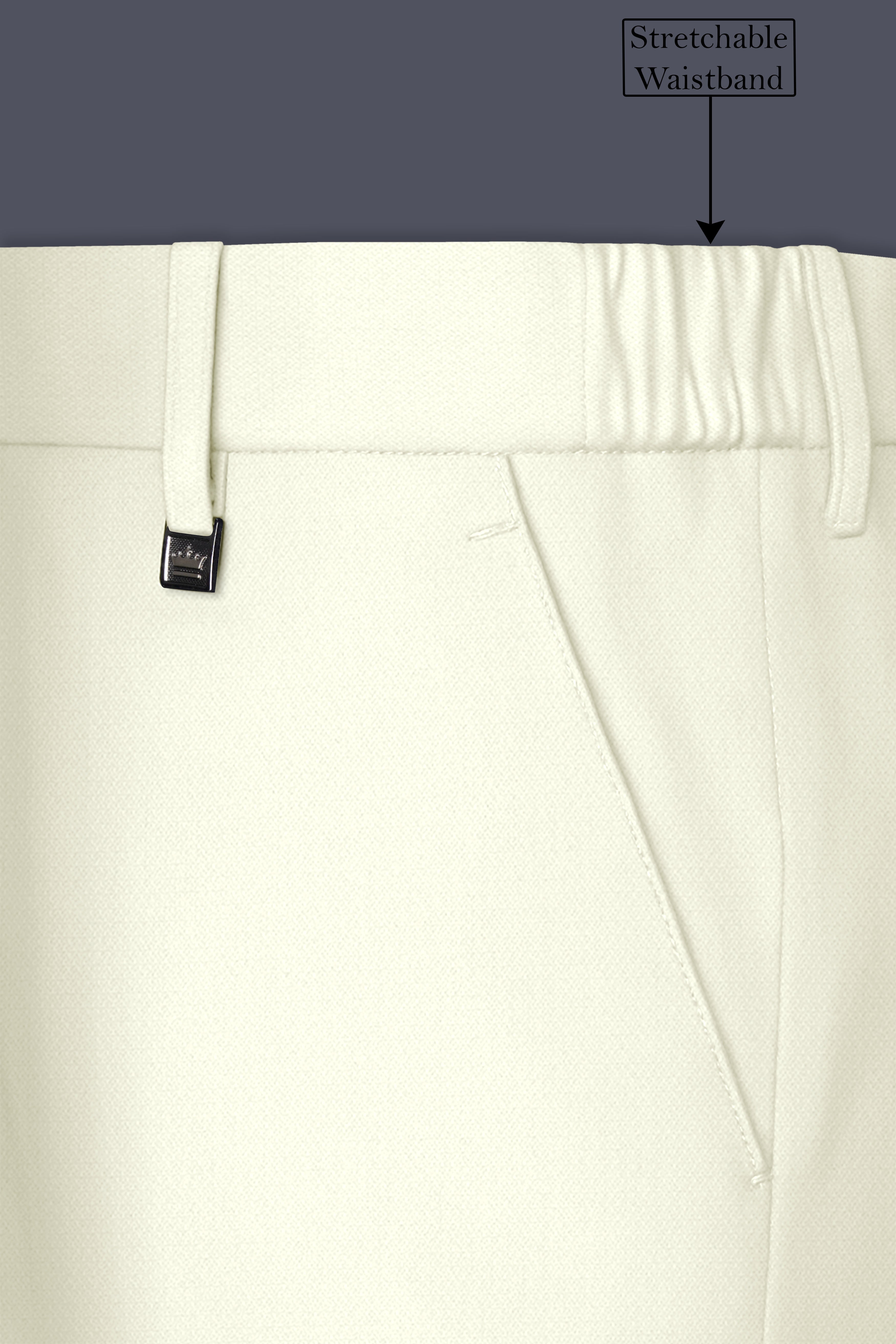 Ecru-Merino Off White Diamond Textured Wool Rich Slight Stretch Double Breasted Suit