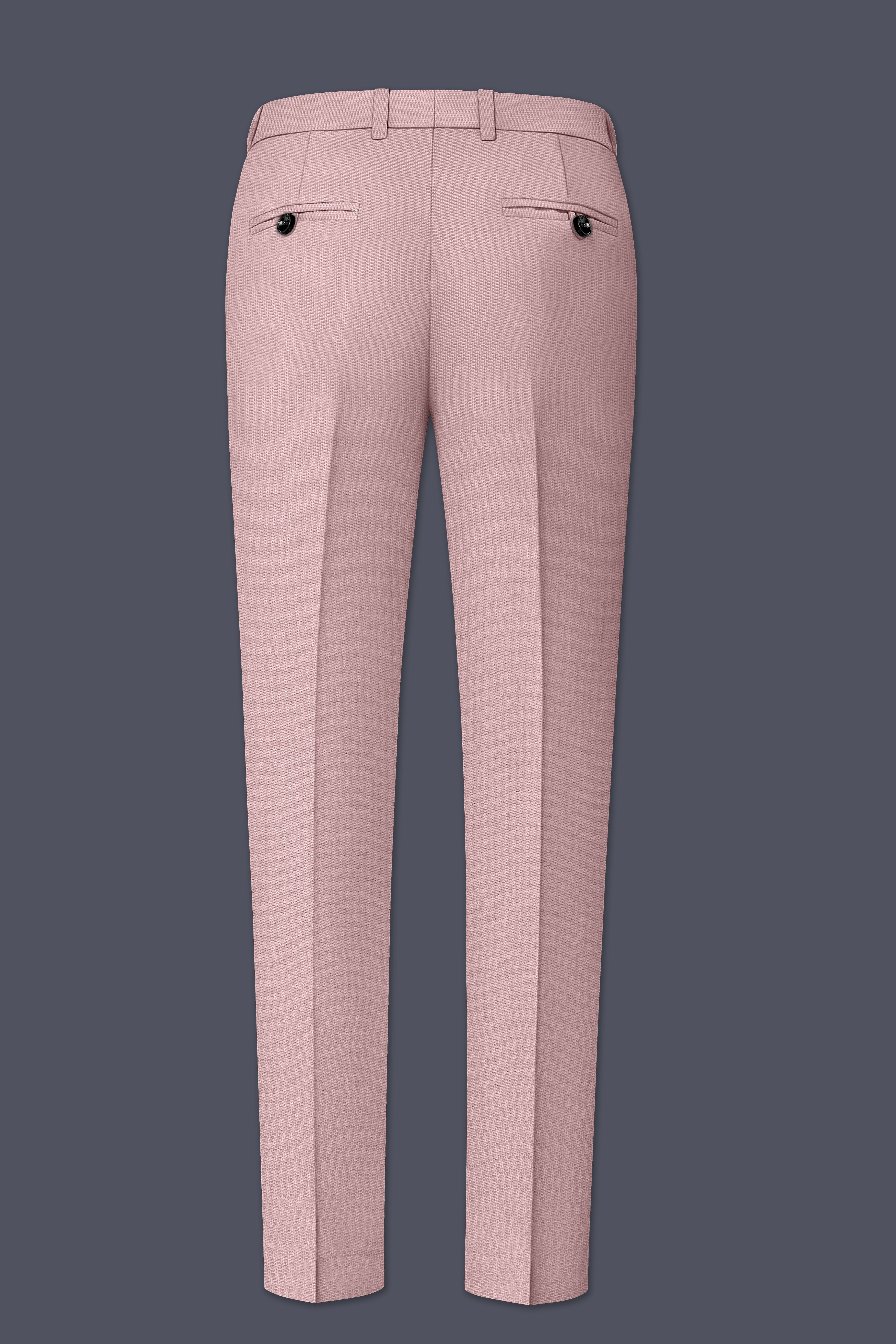 Aurore-Brandy Rose Pink Diamond Textured Wool Rich Slight Stretch Double Breasted Suit