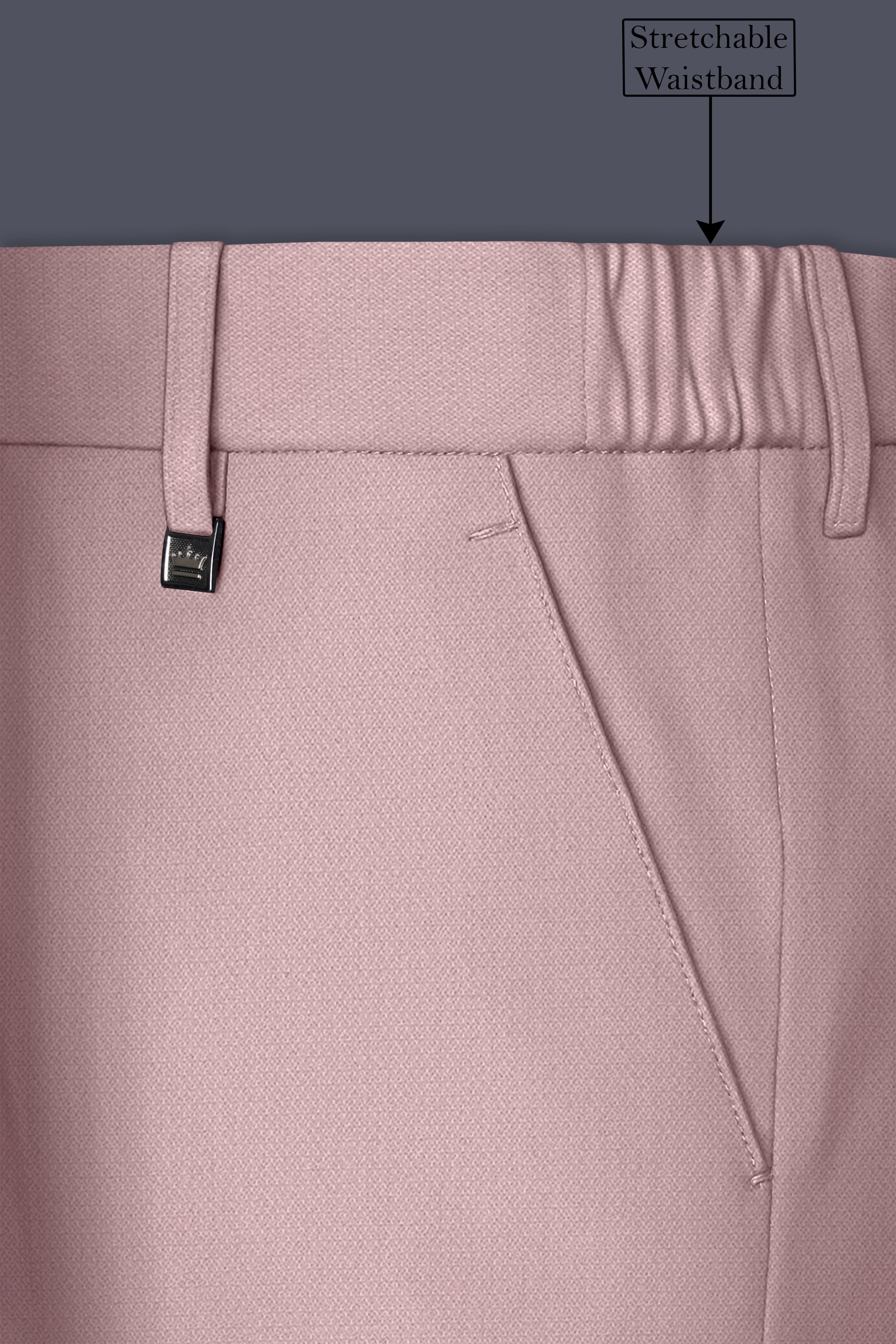 Aurore-Brandy Rose Pink Diamond Textured Wool Rich Slight Stretch Double Breasted Suit