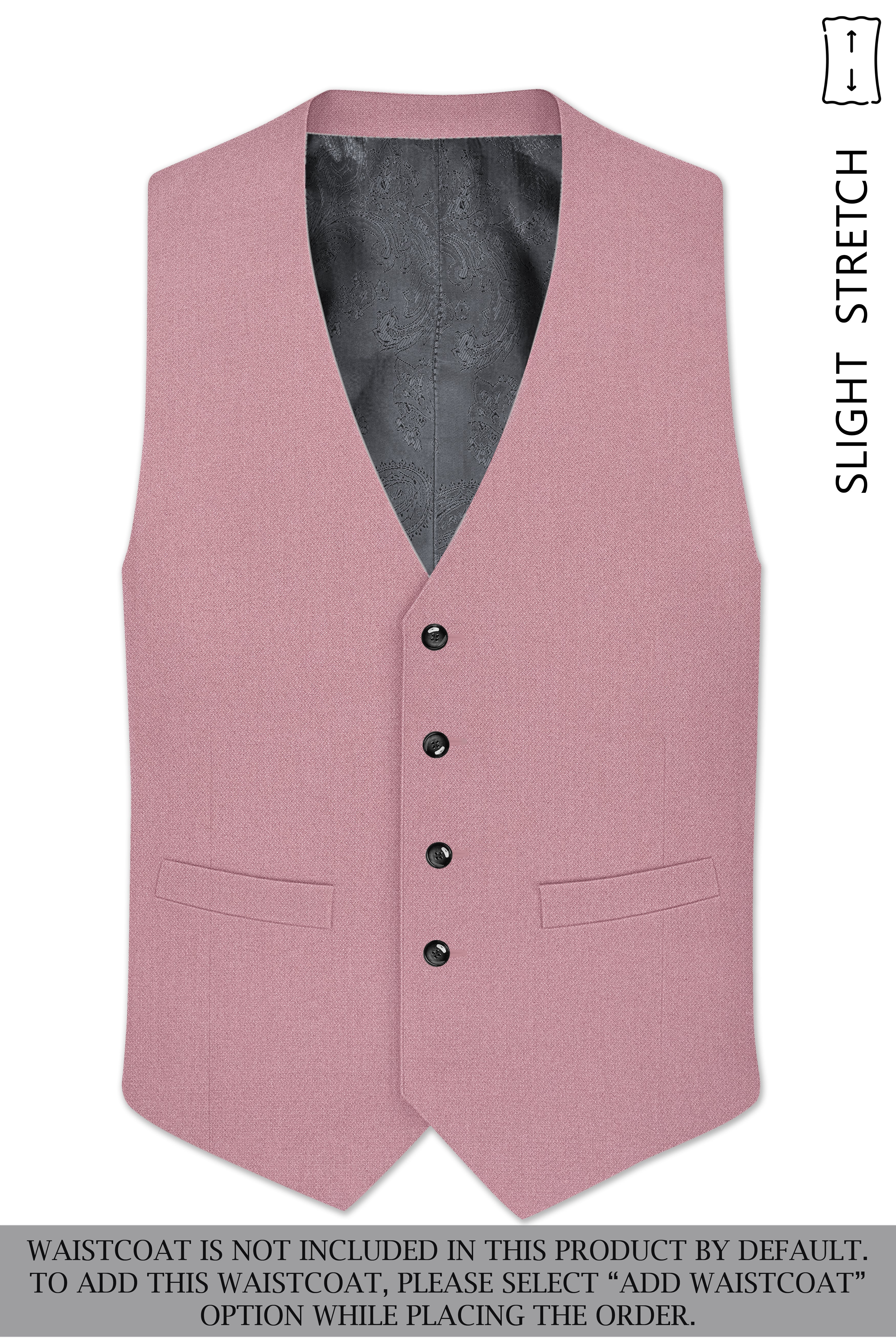 Aurore-Brandy Rose Pink Diamond Textured Wool Rich Slight Stretch Double Breasted Suit
