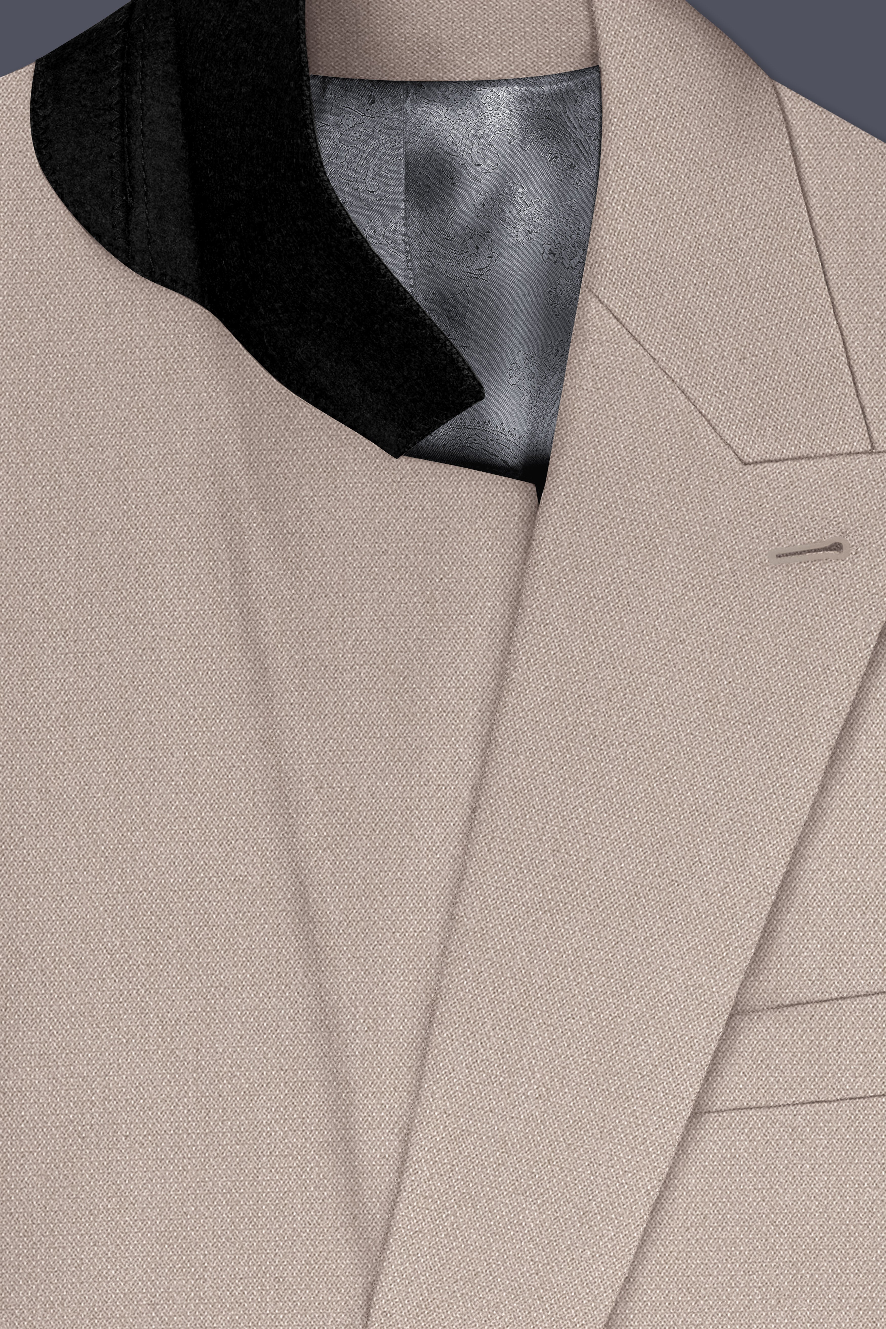 Vellum-Rodeo Cream Diamond Textured Wool Rich Slight Stretch Double Breasted Suit