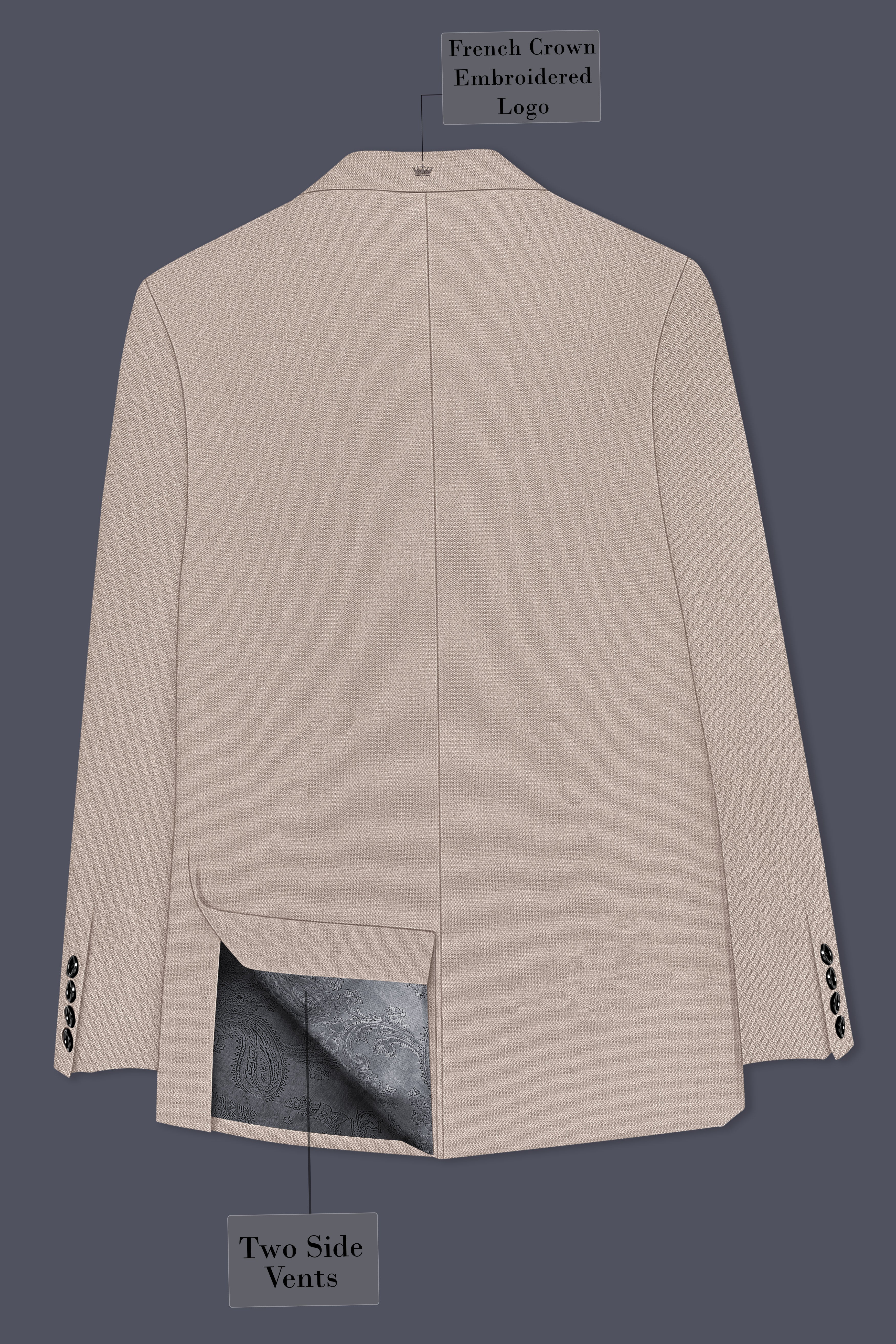 Vellum-Rodeo Cream Diamond Textured Wool Rich Slight Stretch Double Breasted Suit