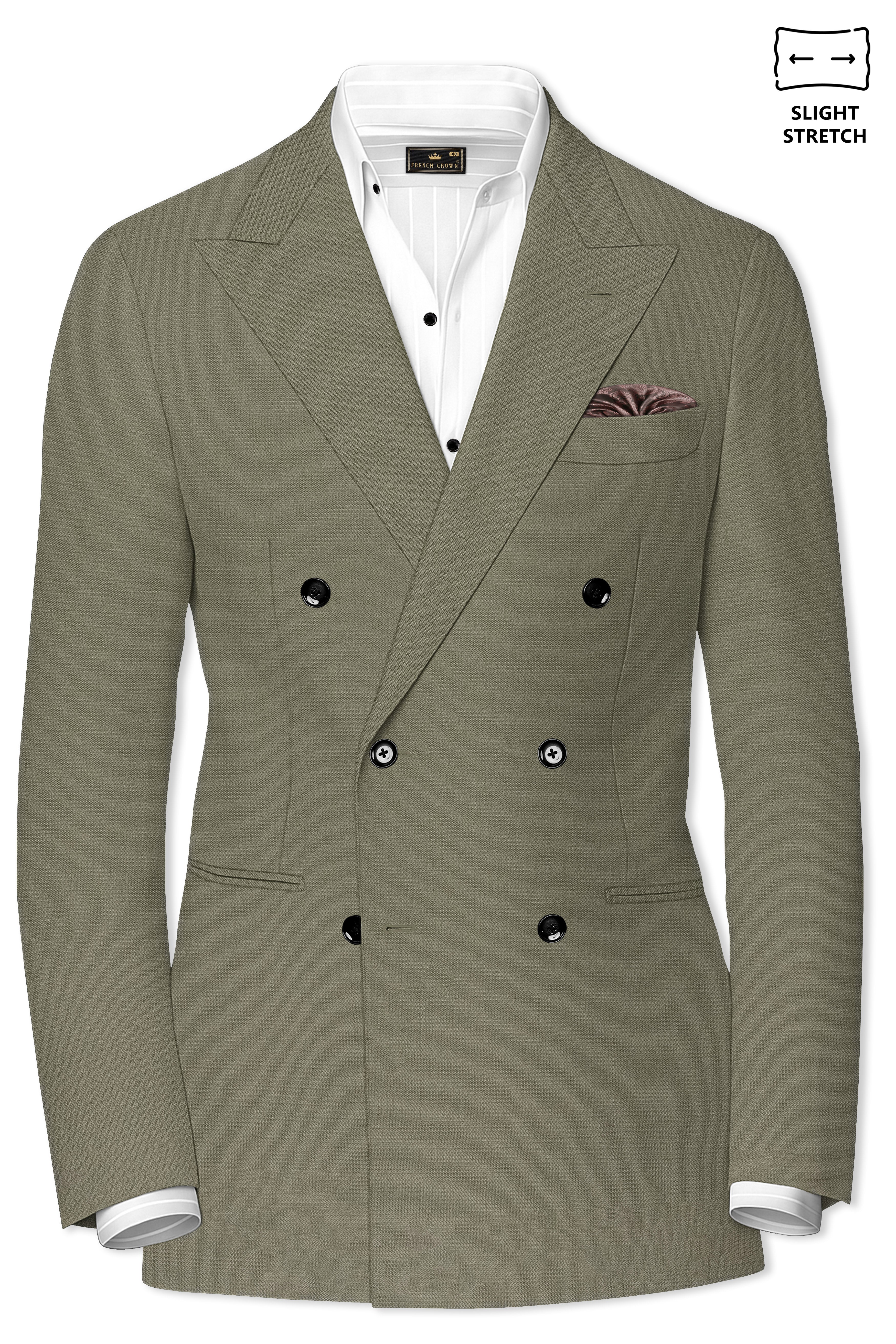 Verdo-Pablo Green Diamond Textured Wool Rich Slight Stretch Double Breasted Suit