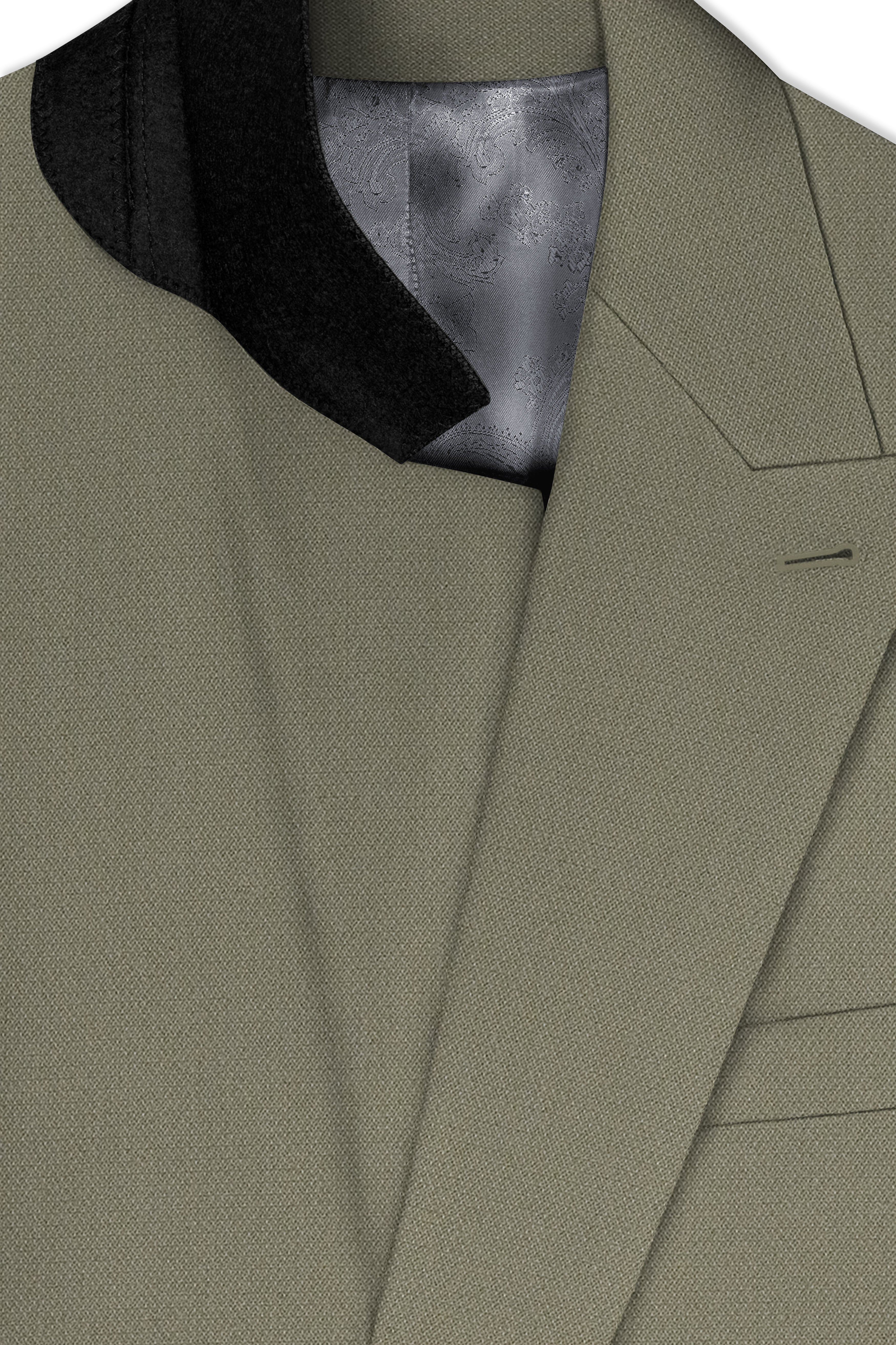 Verdo-Pablo Green Diamond Textured Wool Rich Slight Stretch Double Breasted Suit