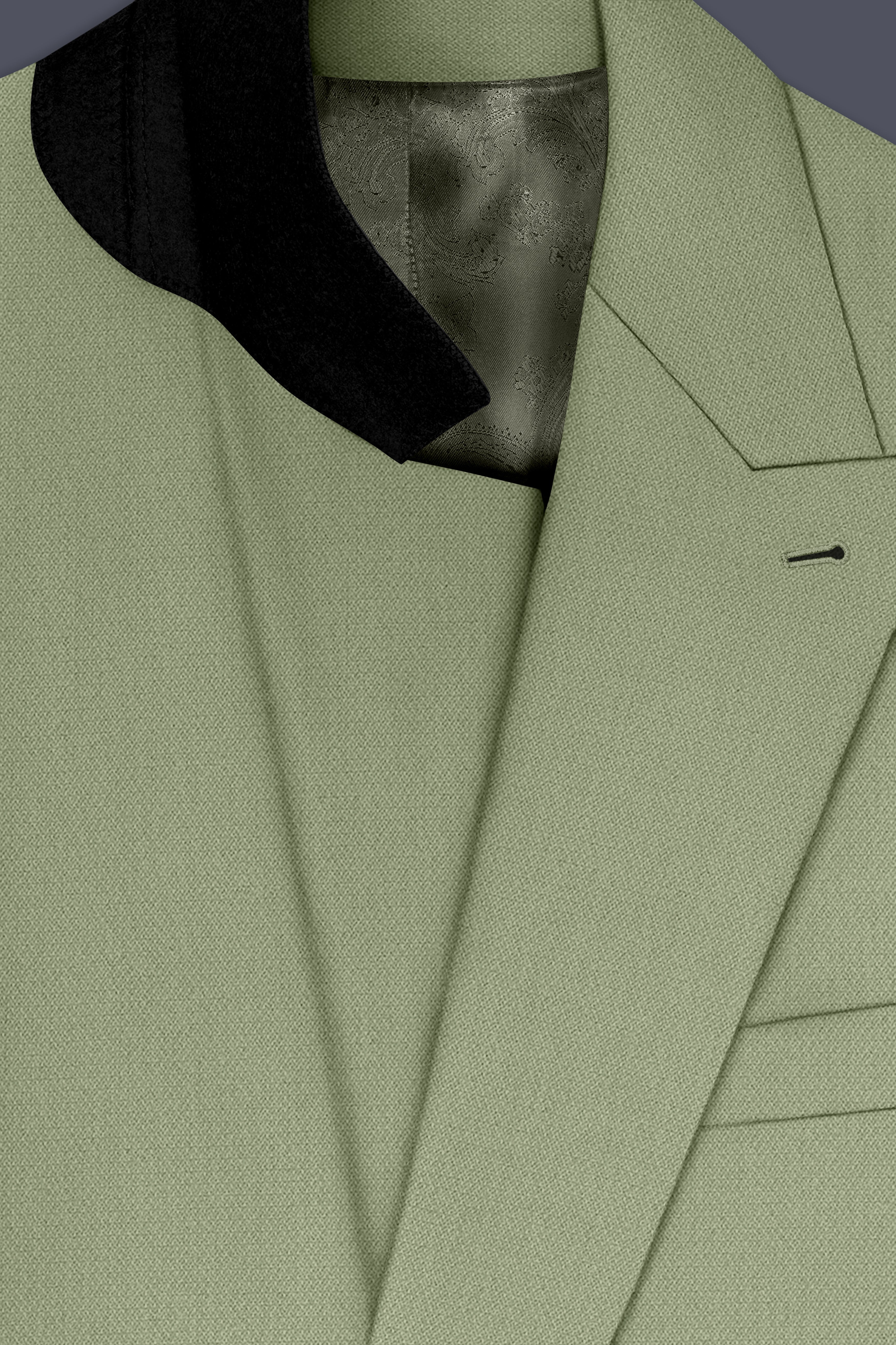 Verdo-Pablo Green Diamond Textured Wool Rich Slight Stretch Double Breasted Suit