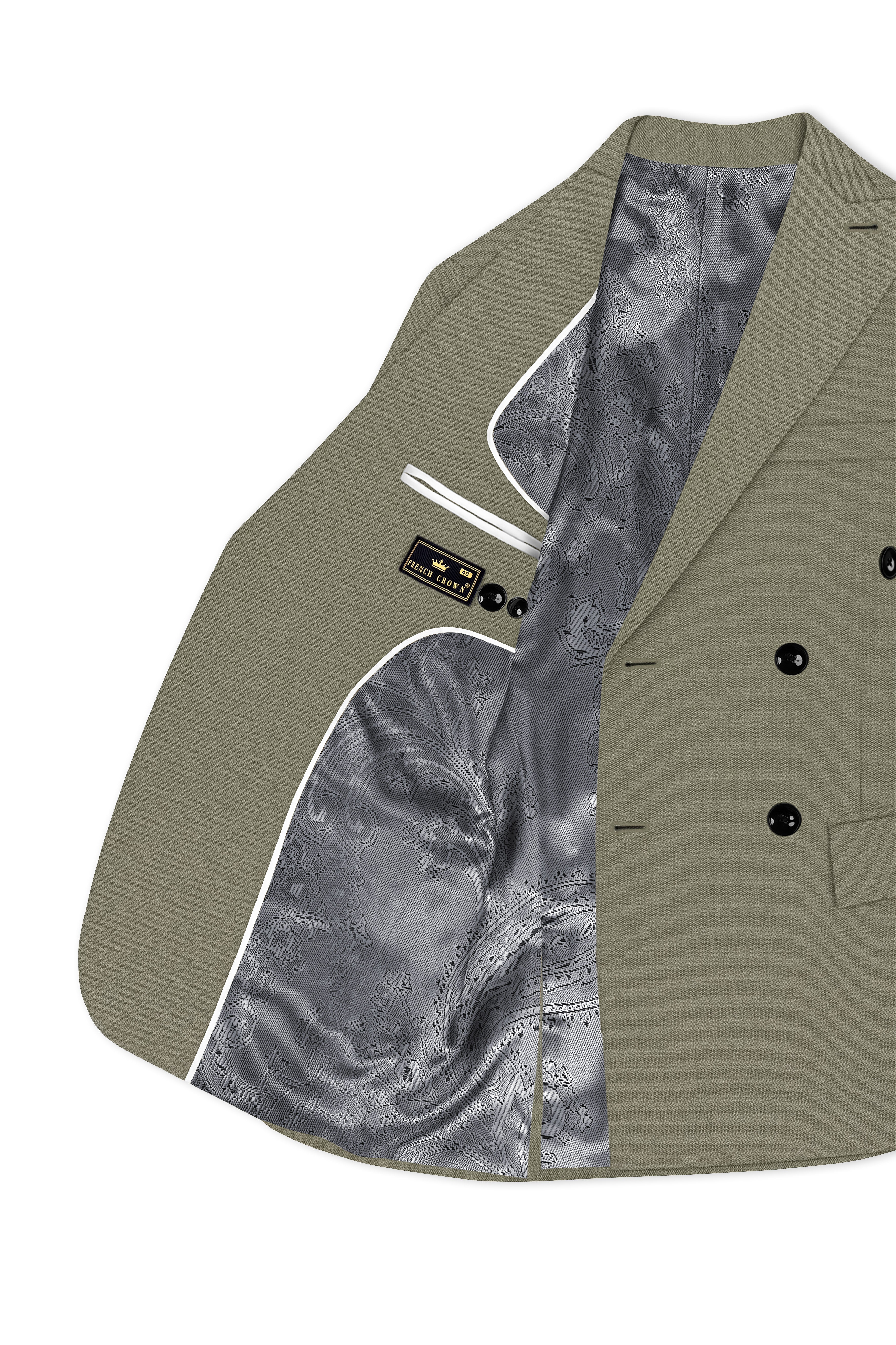Verdo-Pablo Green Diamond Textured Wool Rich Slight Stretch Double Breasted Suit