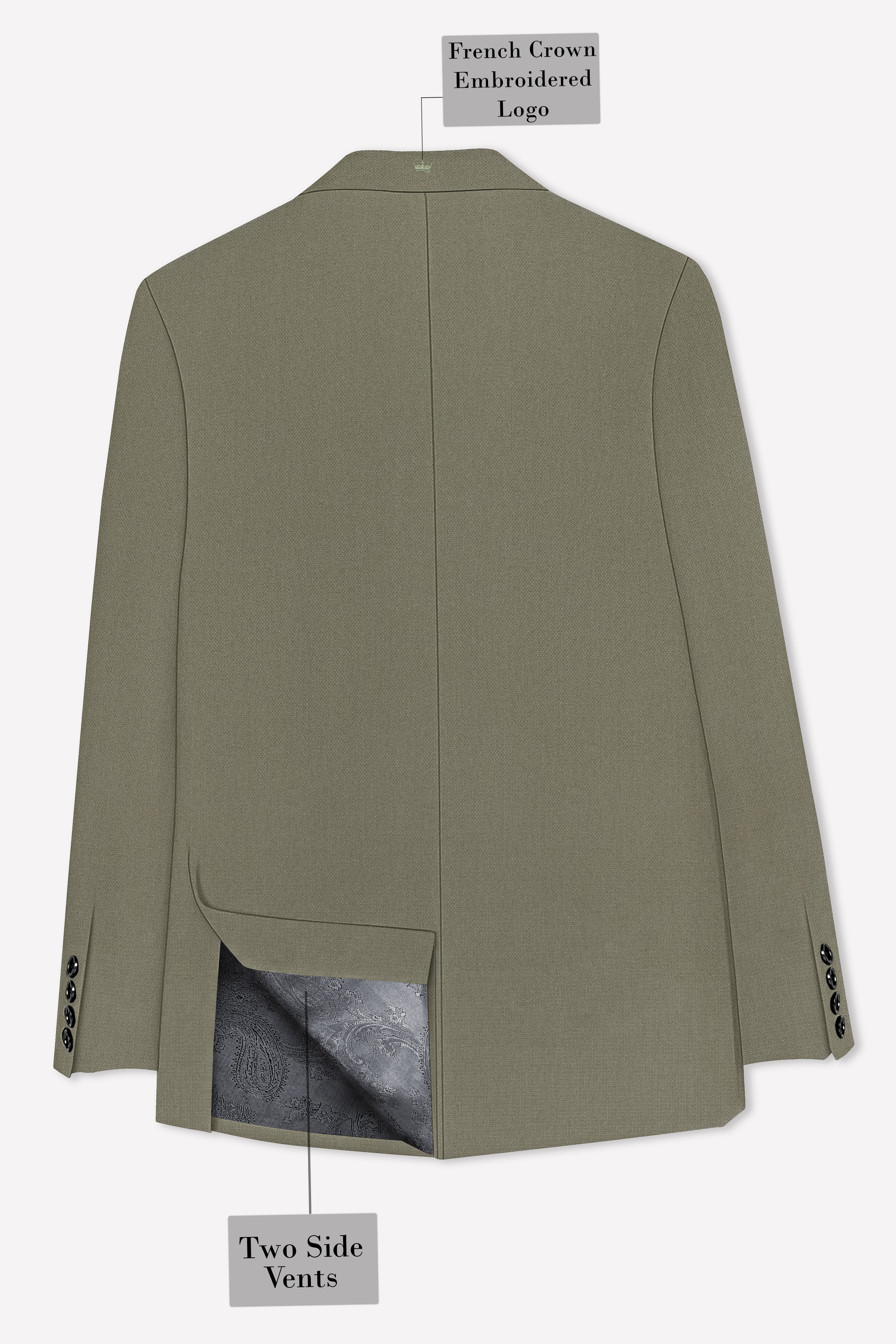 Verdo-Pablo Green Diamond Textured Wool Rich Slight Stretch Double Breasted Suit