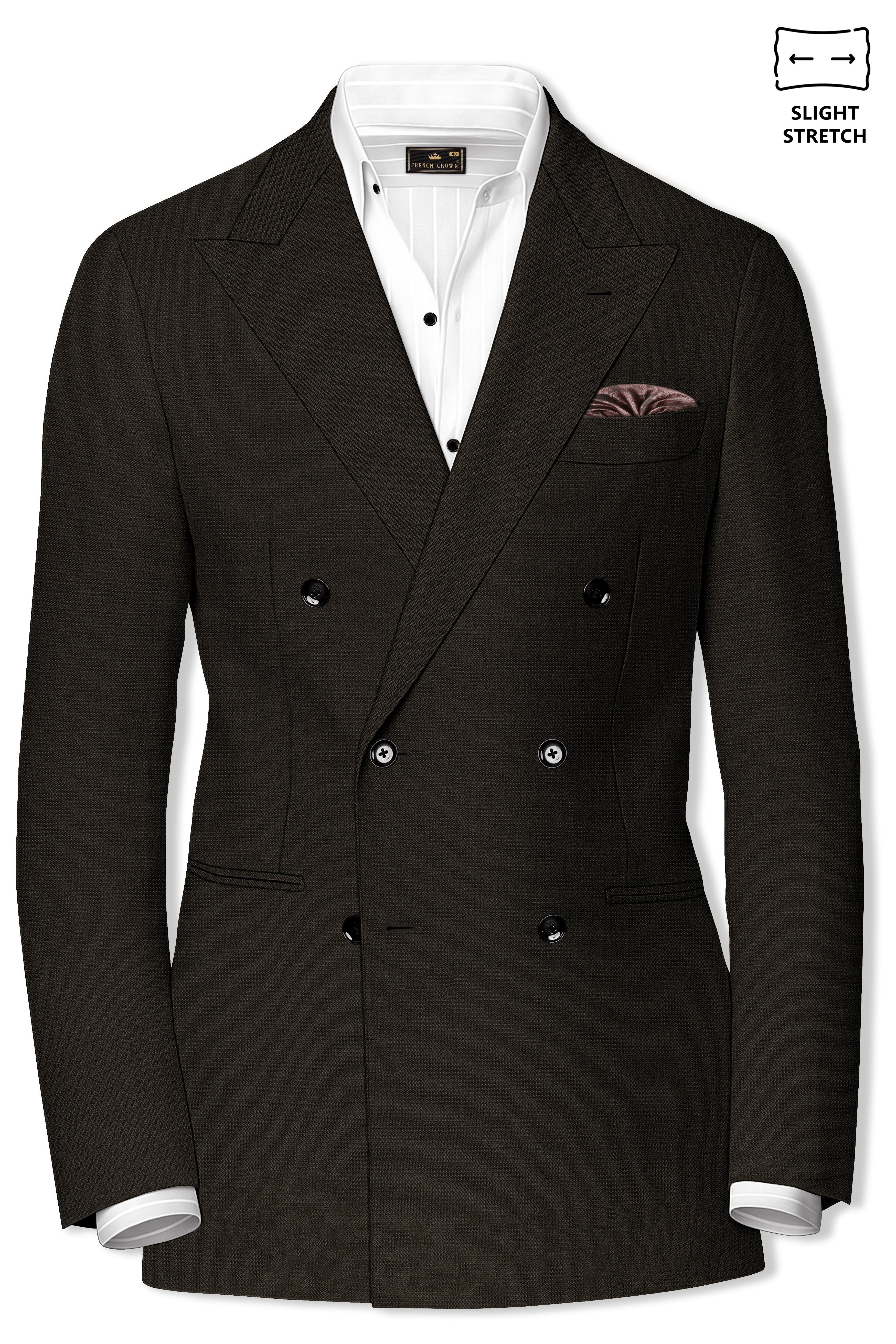 Velaro-Rangoon Green Diamond Textured Wool Rich Slight Stretch Double Breasted Suit