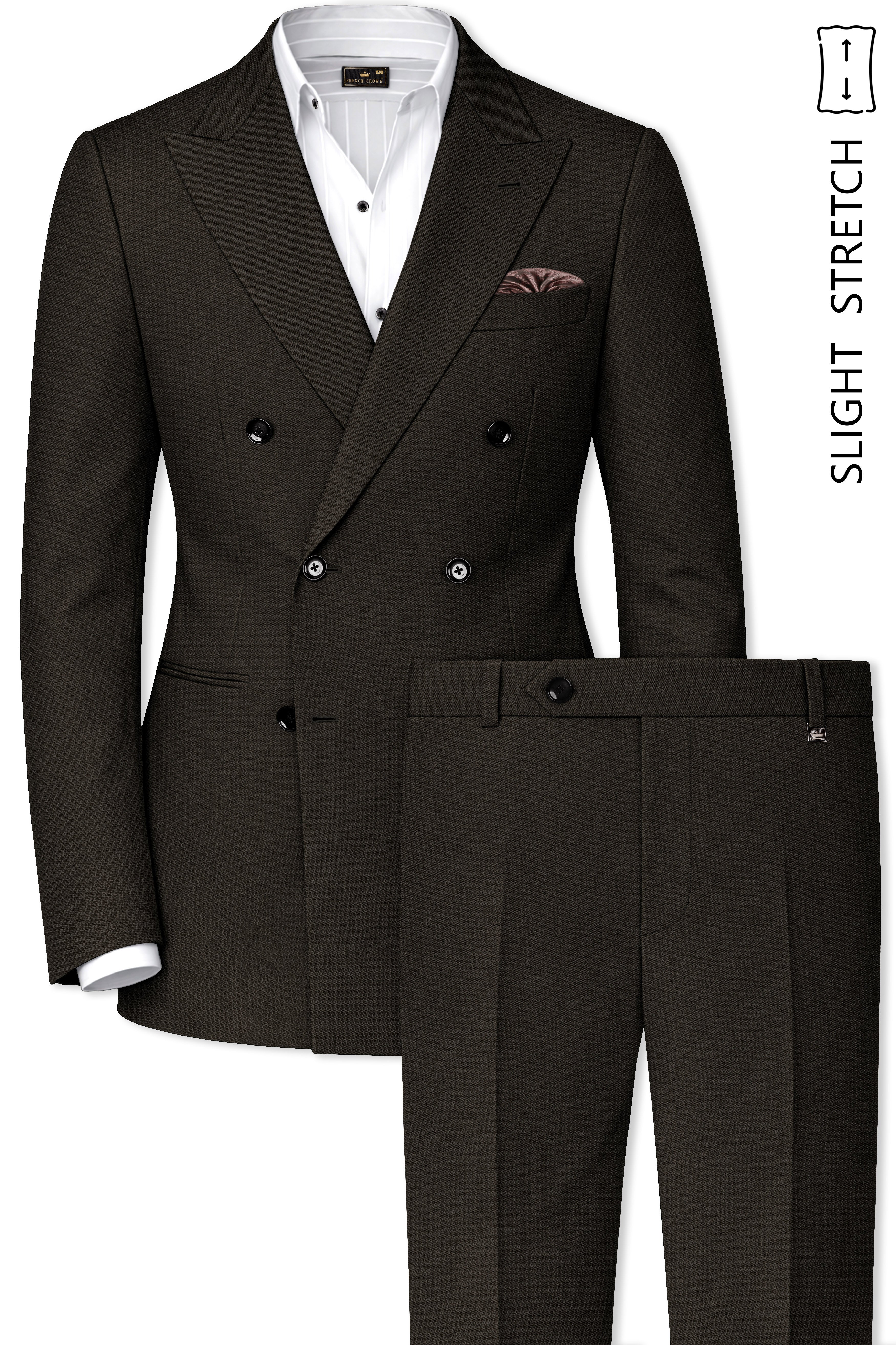Velaro-Rangoon Green Diamond Textured Wool Rich Slight Stretch Double Breasted Suit