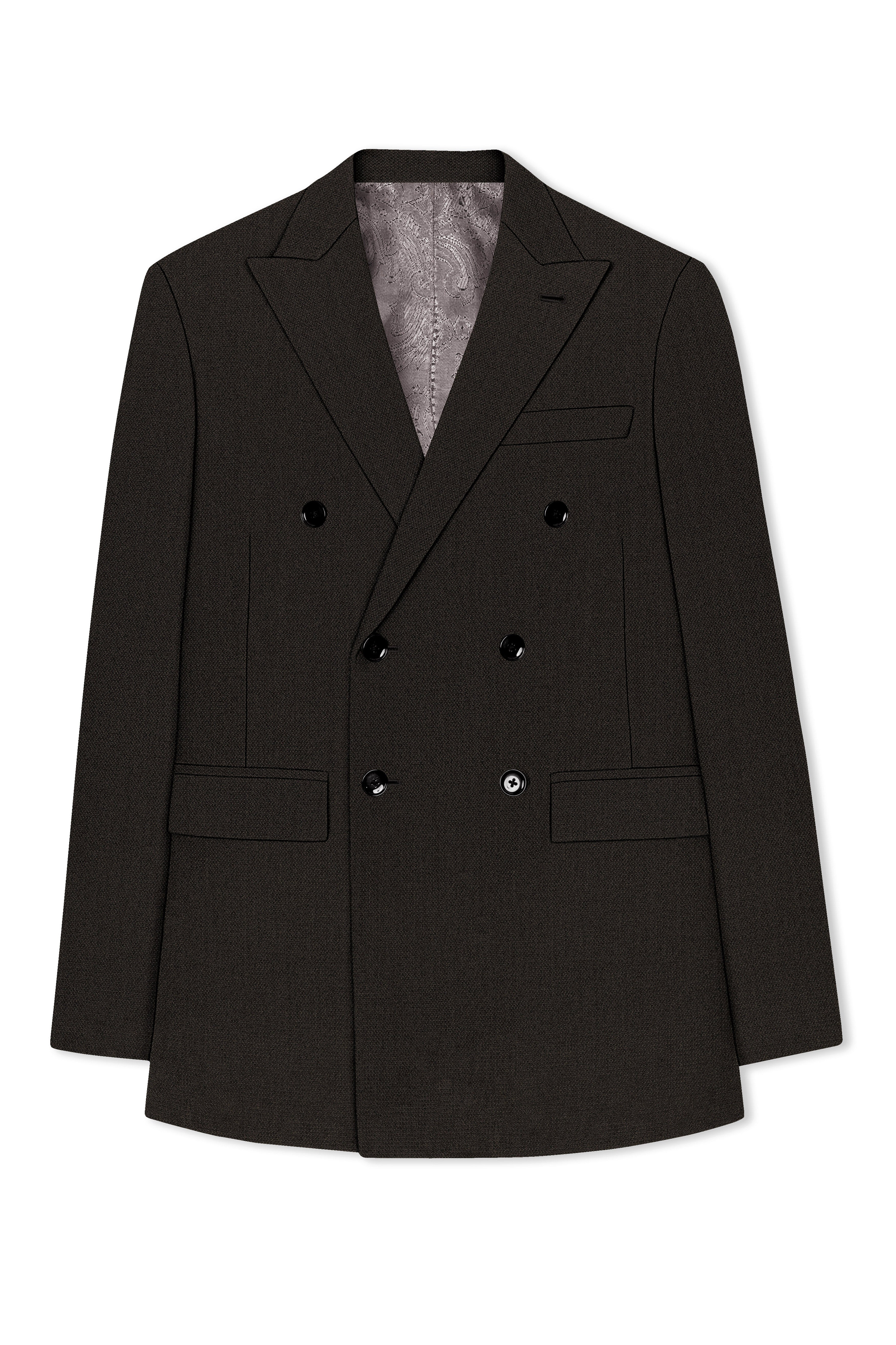 Velaro-Rangoon Green Diamond Textured Wool Rich Slight Stretch Double Breasted Suit