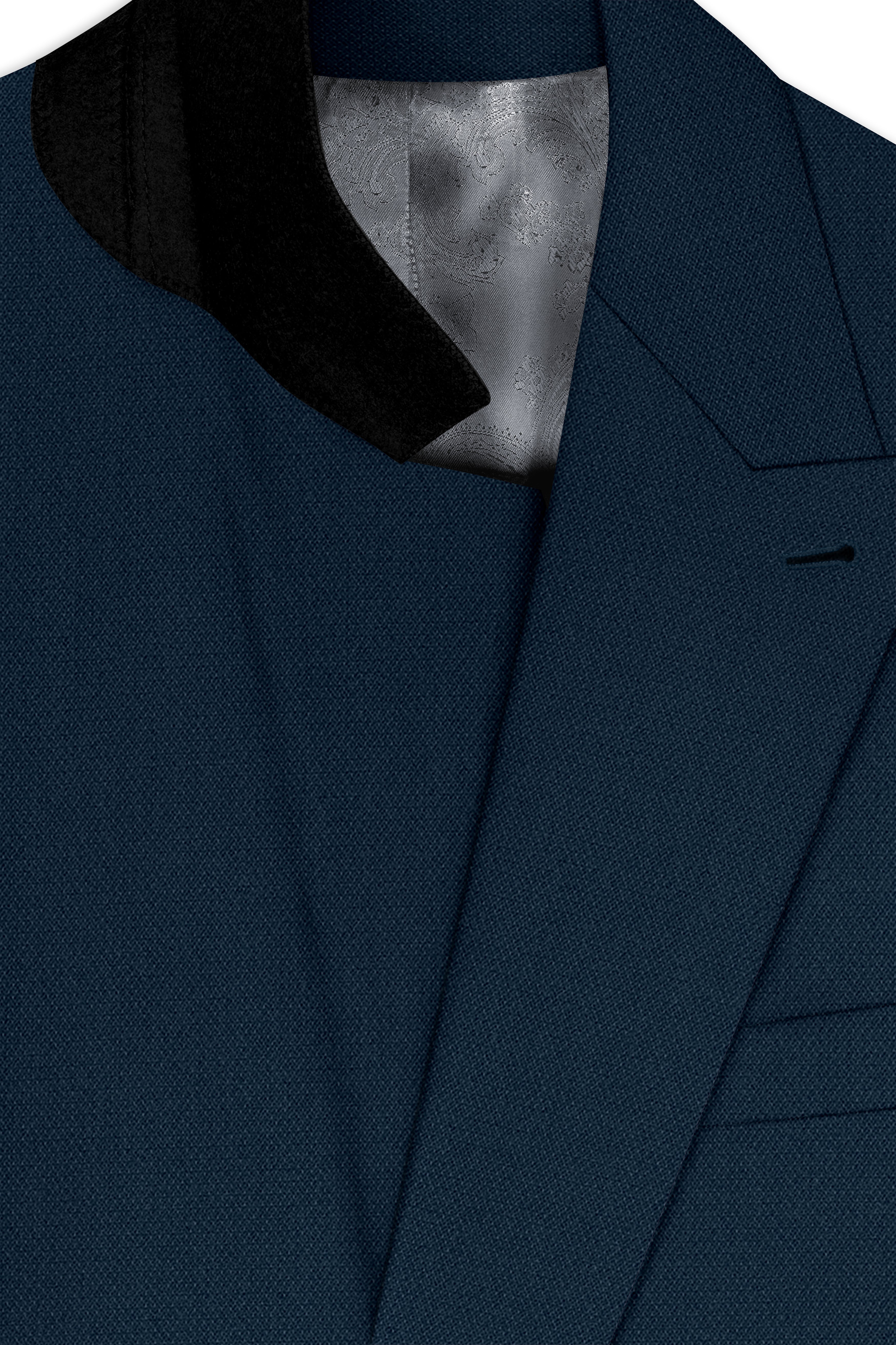 Noctis-Cinder Blue Diamond Textured Wool Rich Slight Stretch Double Breasted Suit