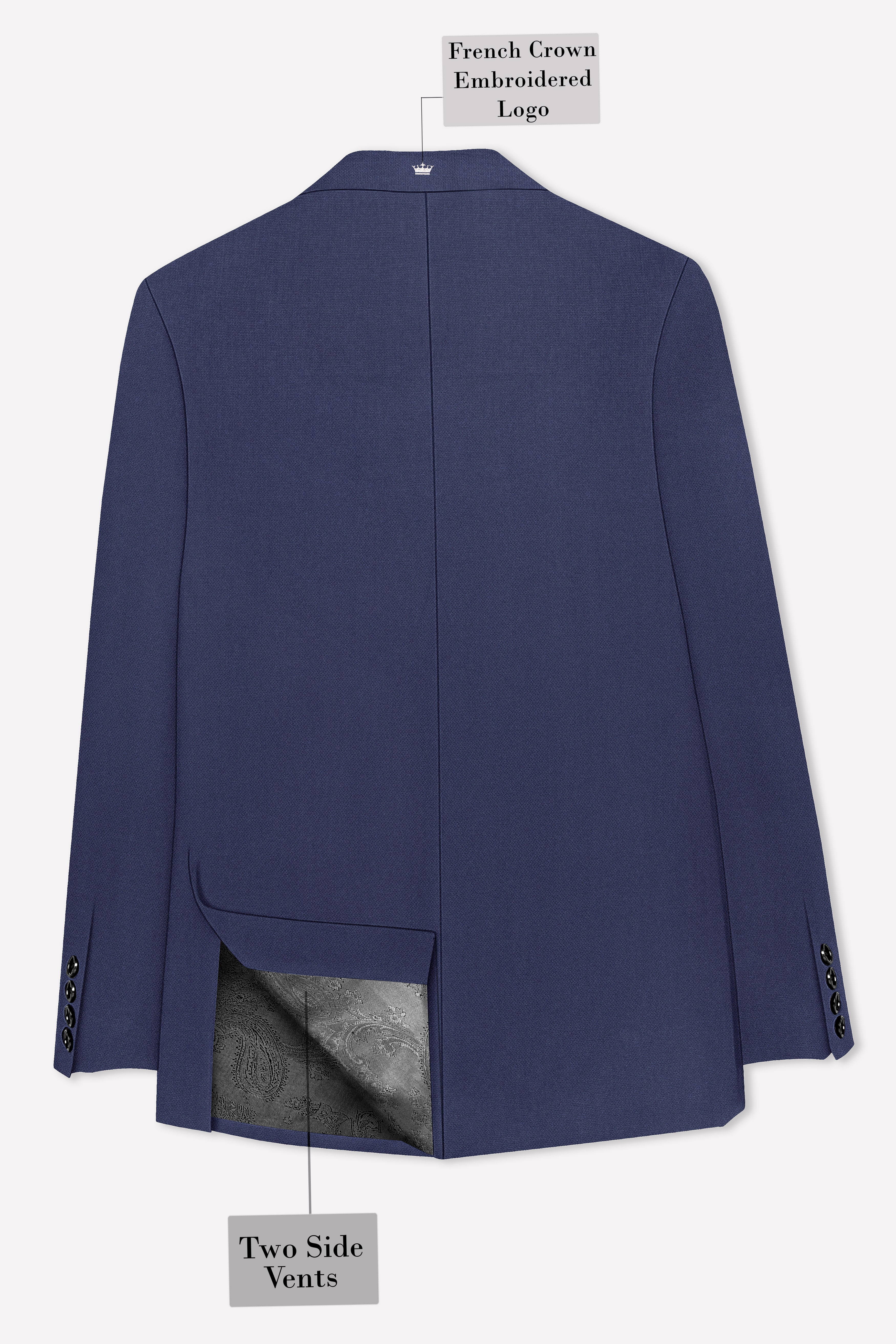 Noctis-Cinder Blue Diamond Textured Wool Rich Slight Stretch Double Breasted Suit