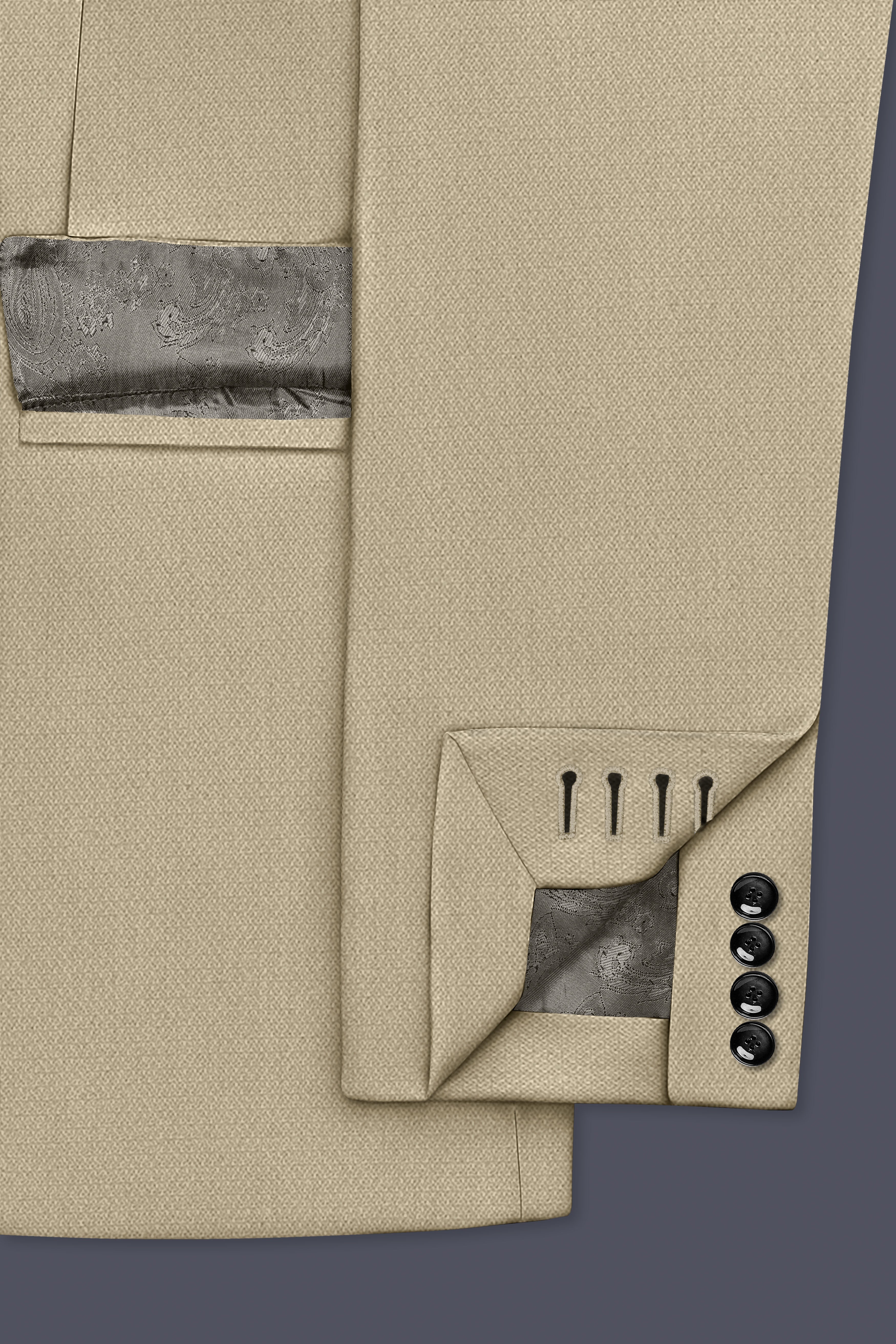 Sienna-Malta Cream Diamond Textured Wool Rich Slight Stretch Double Breasted Suit