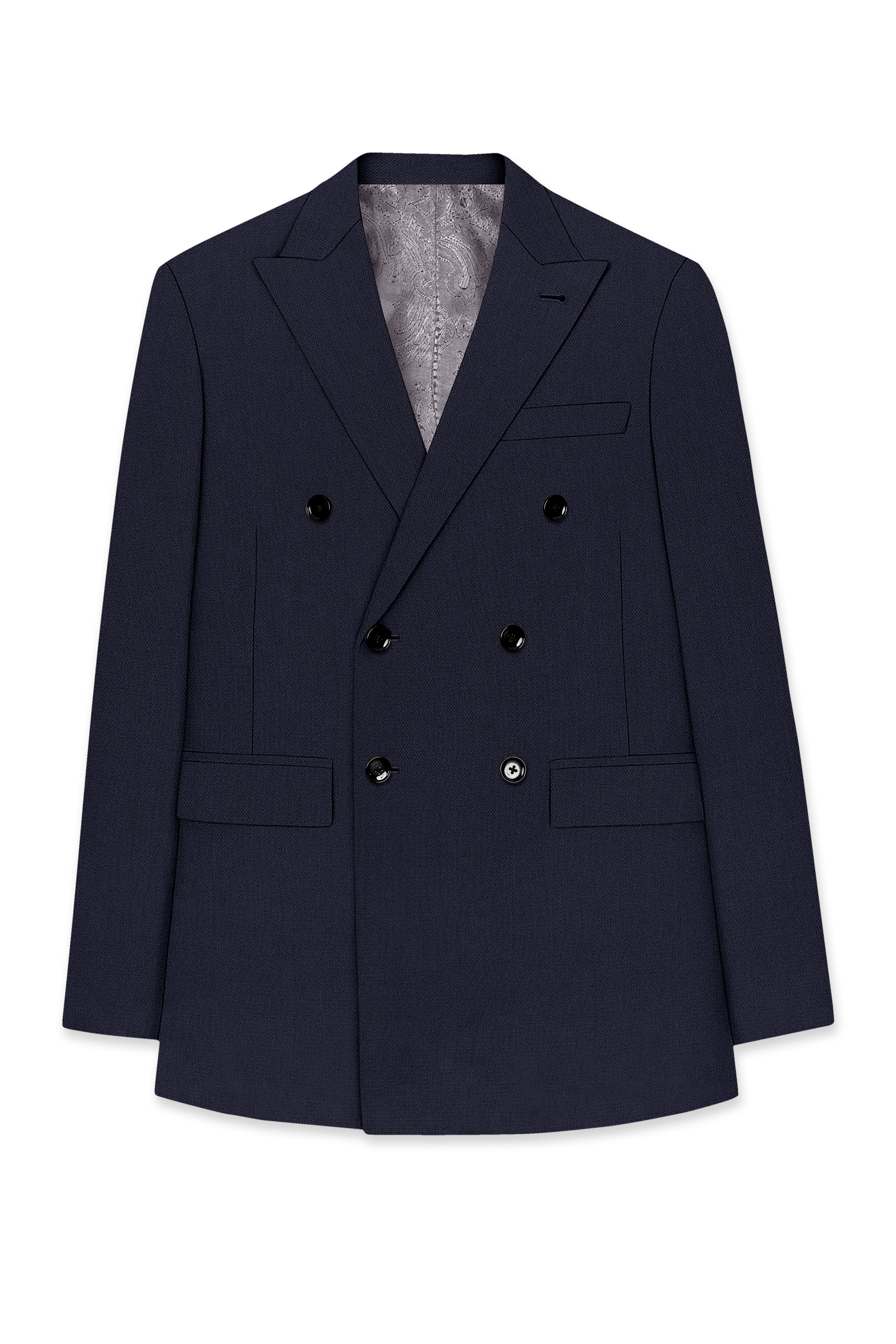 Vesper-Bastille Purple Diamond Textured Wool Rich Slight Stretch Double Breasted Suit