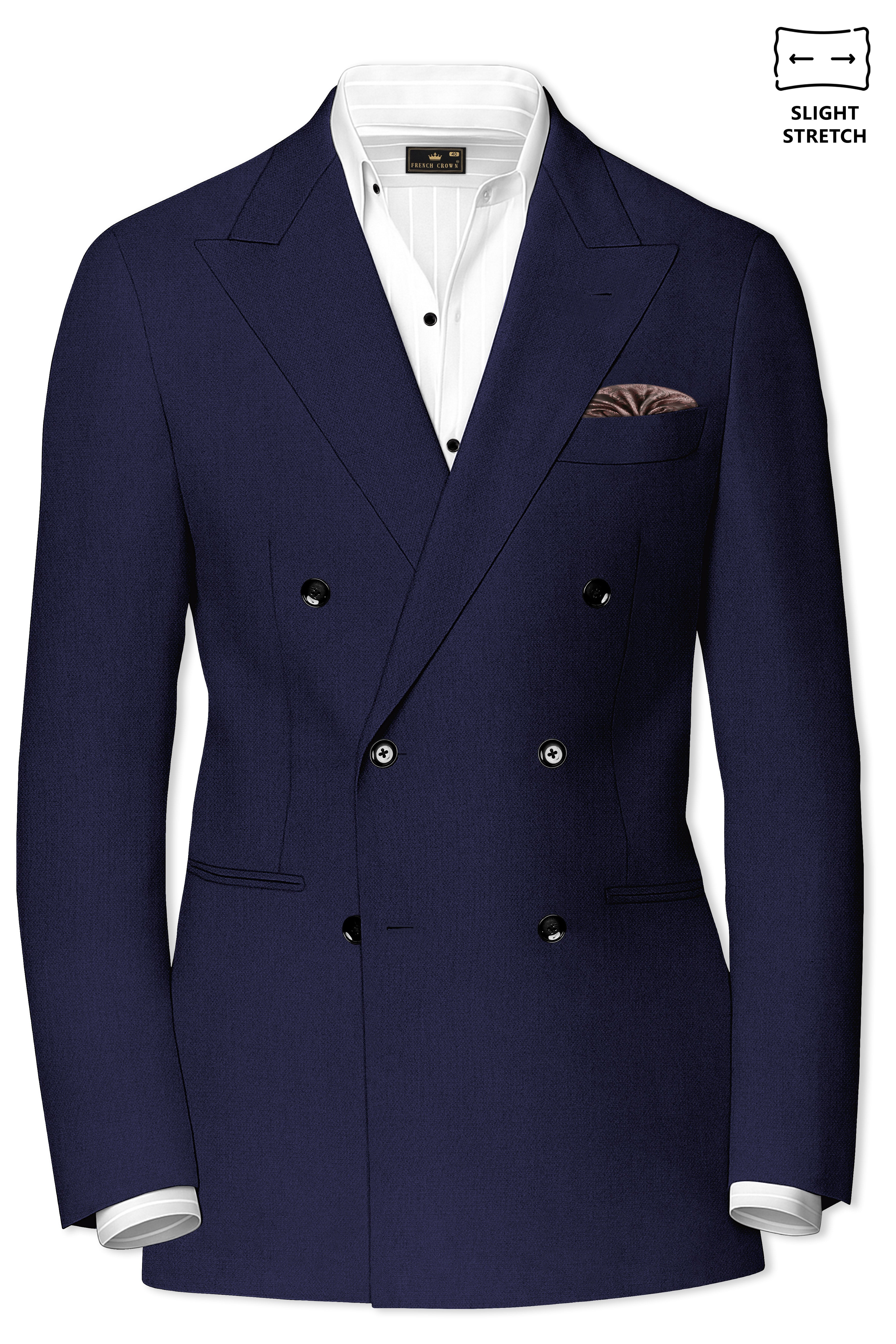 Orion-Vulcan Blue Diamond Textured Wool Rich Slight Stretch Double Breasted Suit