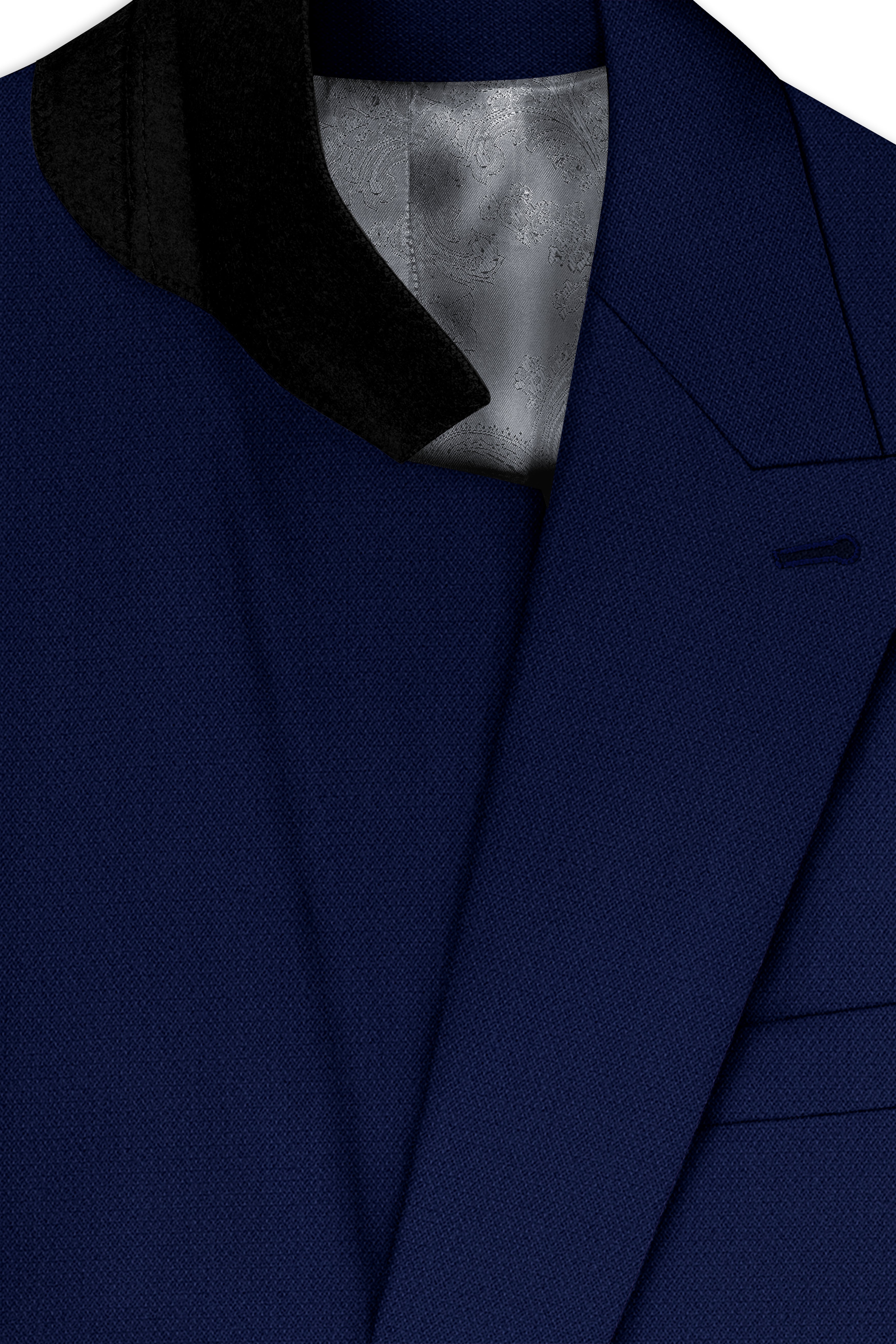 Orion-Vulcan Blue Diamond Textured Wool Rich Slight Stretch Double Breasted Suit
