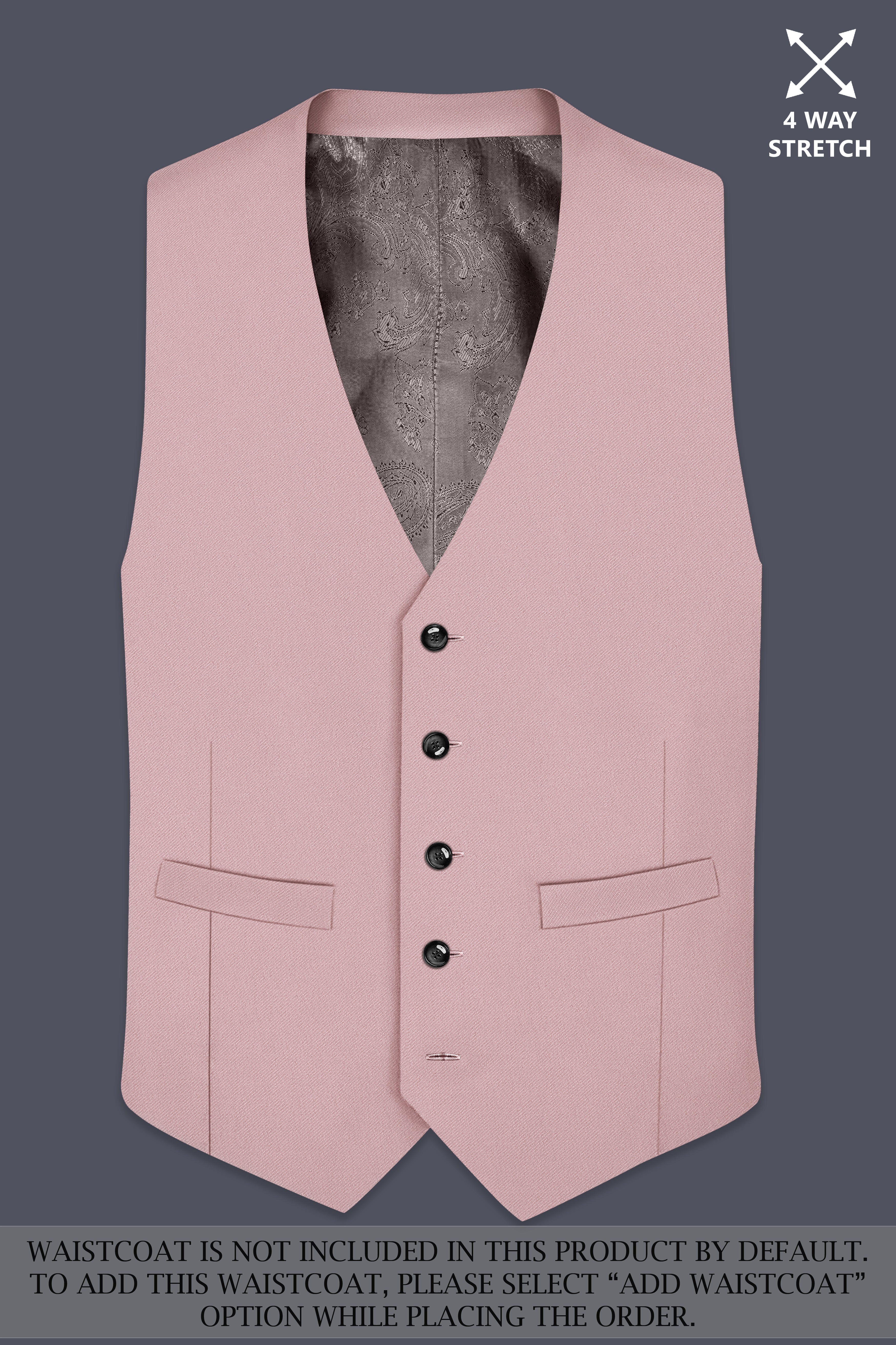 Solenne-Korean Pharlap Peach 4-Way Stretch Wrinkle-Free Wool Rich Single Breasted Suit
