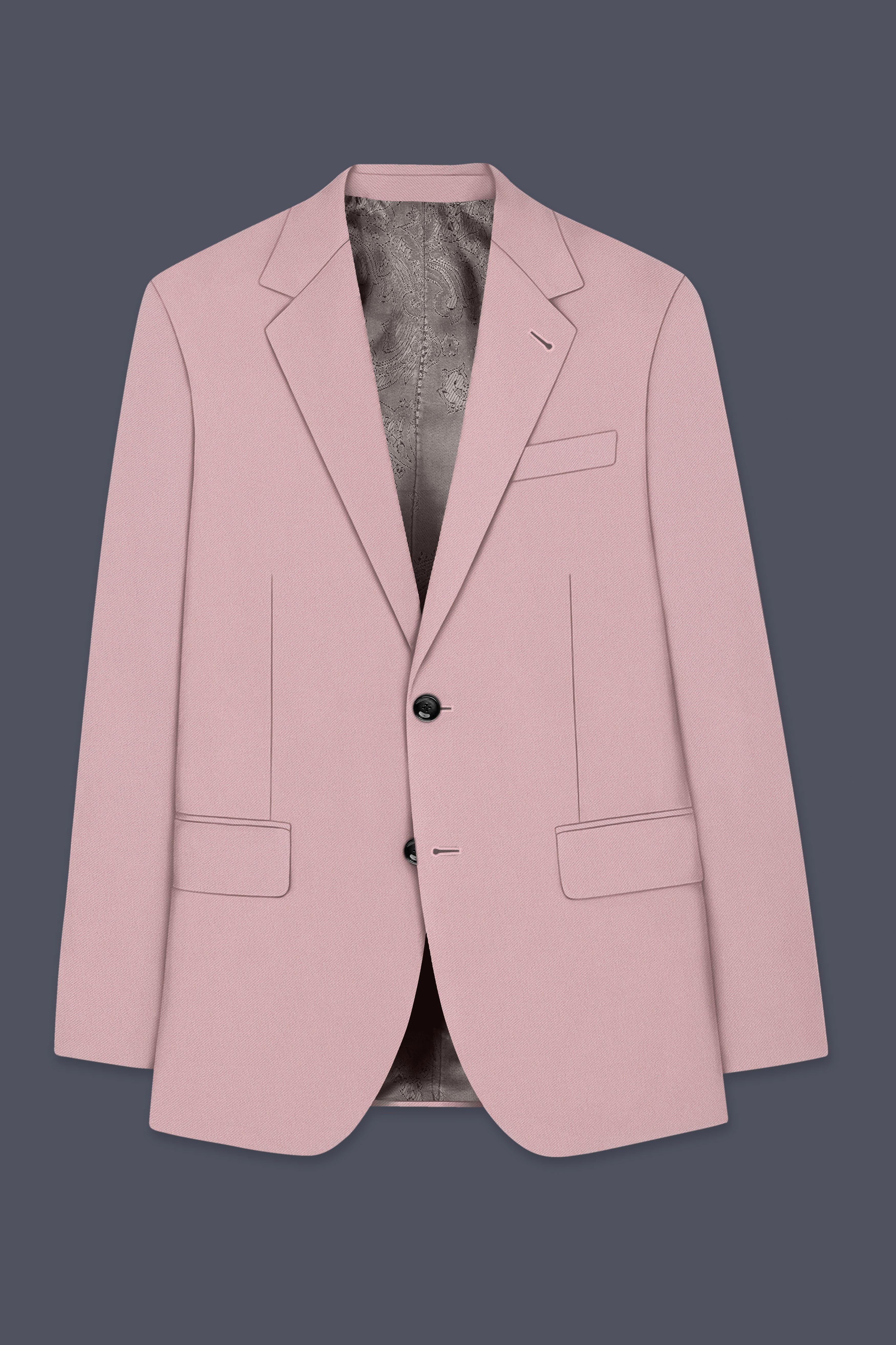 Solenne-Korean Pharlap Peach 4-Way Stretch Wrinkle-Free Wool Rich Single Breasted Suit