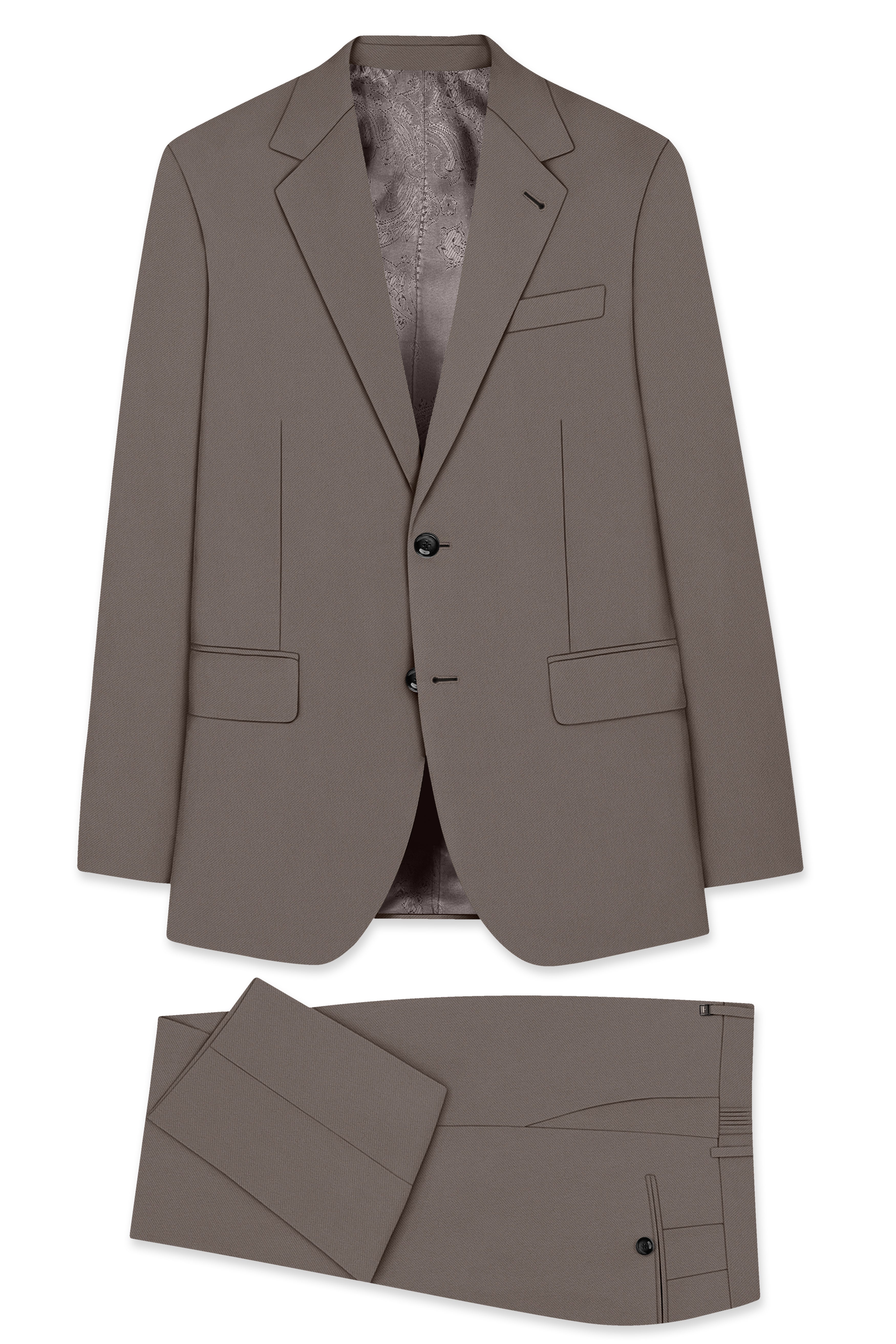Monarch-Korean Flint Brown 4-Way Stretch Wrinkle-Free Wool Rich Single Breasted Suit