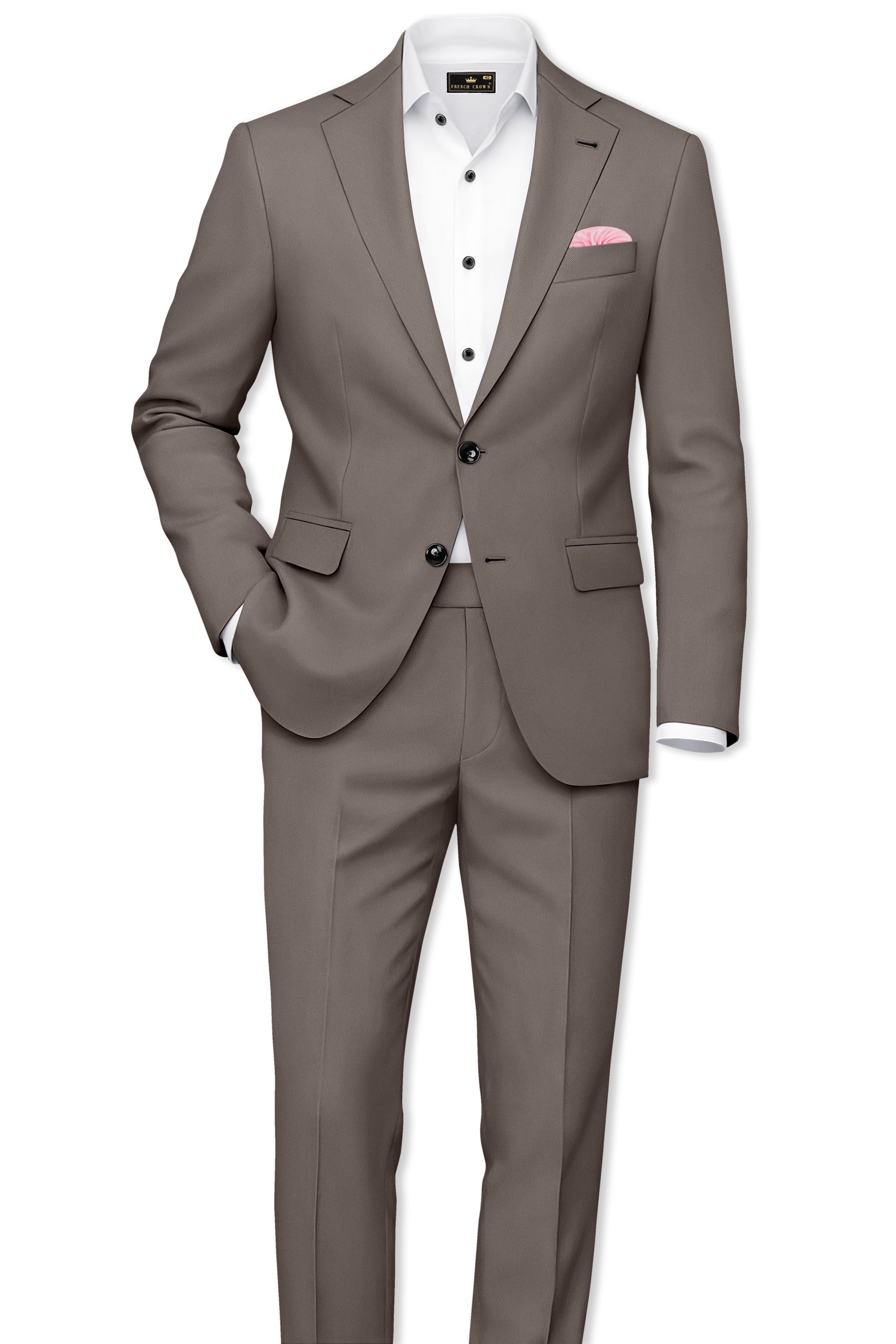 Monarch-Korean Flint Brown 4-Way Stretch Wrinkle-Free Wool Rich Single Breasted Suit