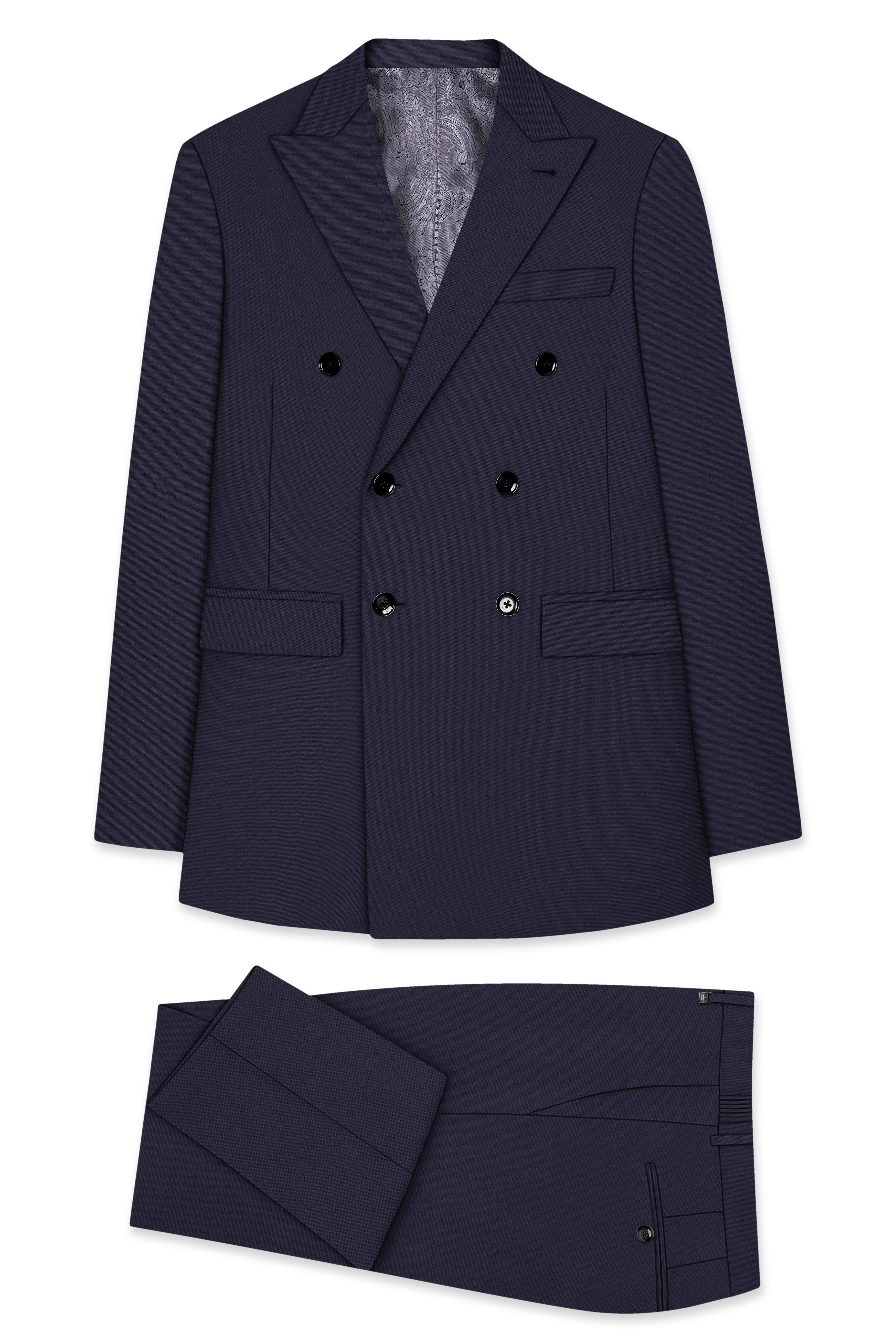 Kairo-Korean Charcoal Gray 4-Way Stretch Wrinkle-Free Wool Rich Double Breasted Suit