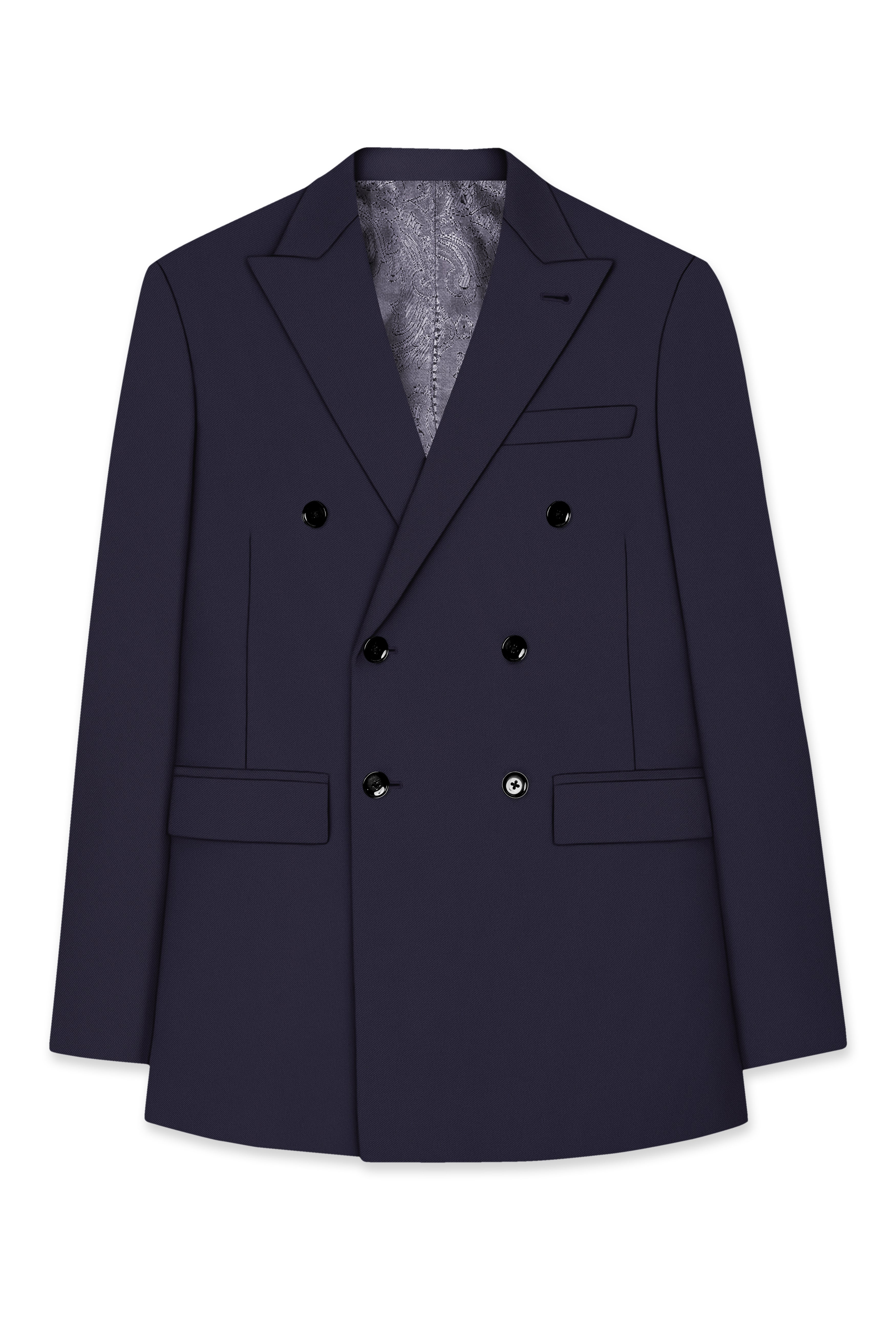 Kairo-Korean Charcoal Gray 4-Way Stretch Wrinkle-Free Wool Rich Double Breasted Suit