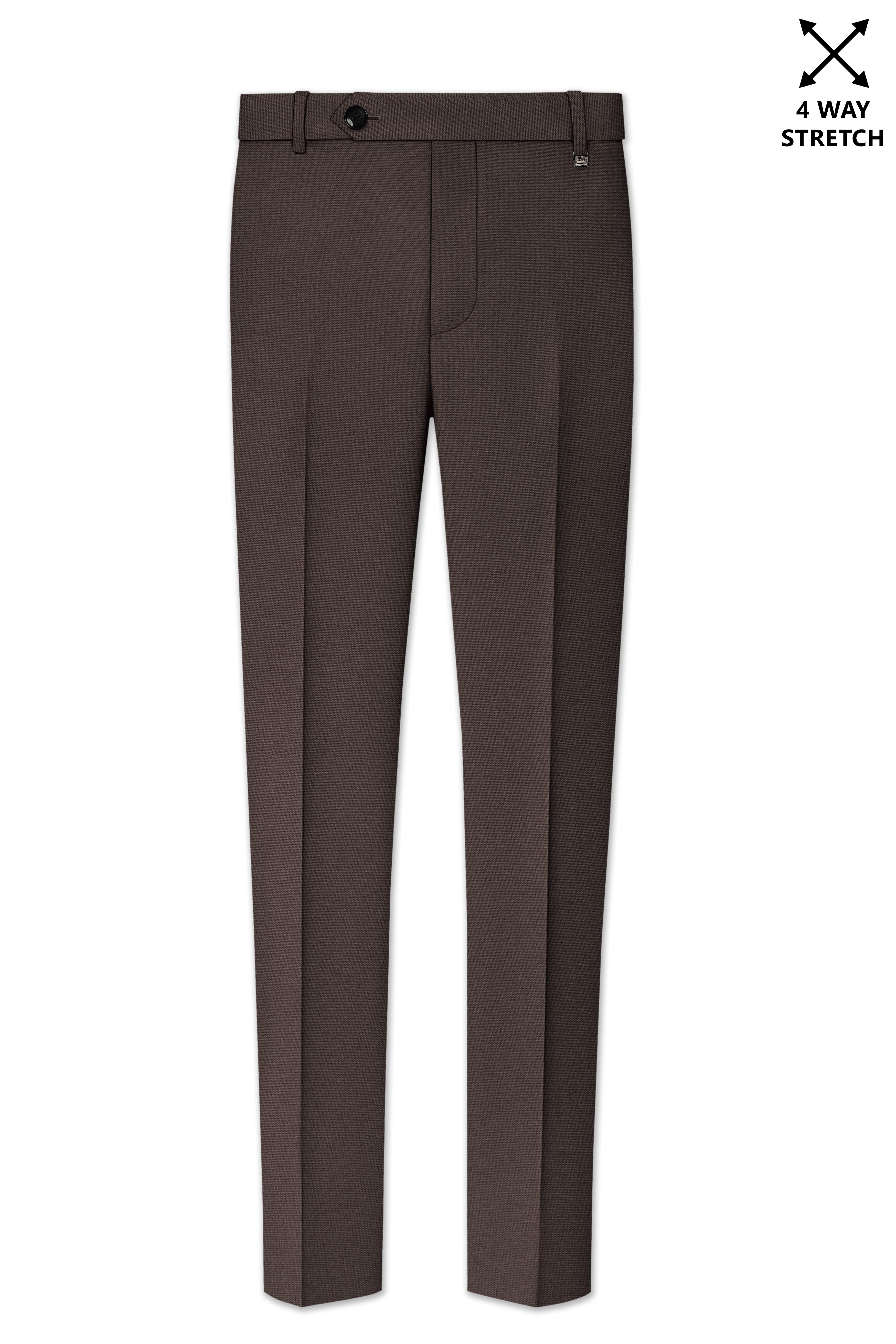 Serein-Korean Taupe Brown 4-Way Stretch Wrinkle-Free Wool Rich Double Breasted Suit