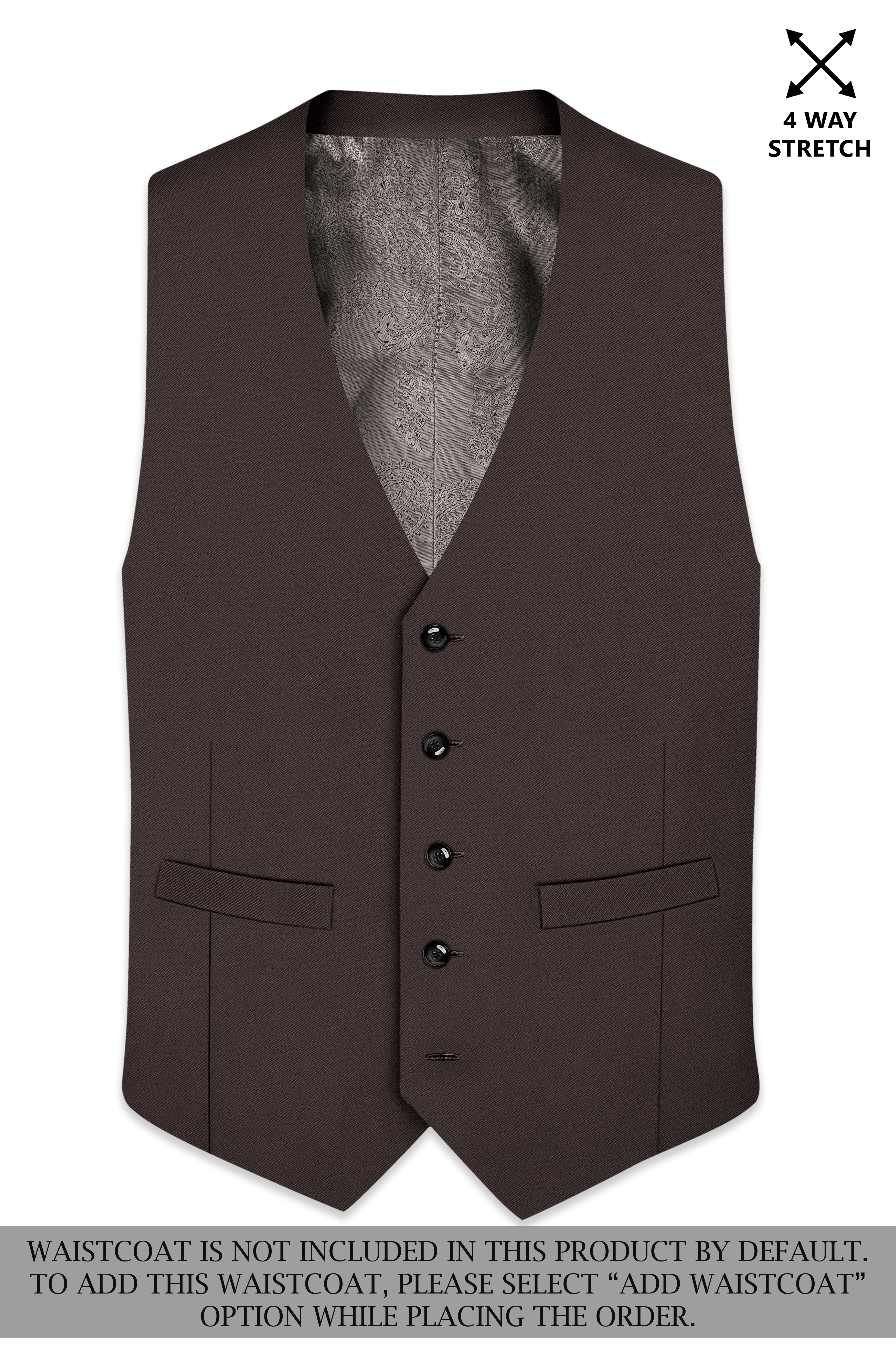 Serein-Korean Taupe Brown 4-Way Stretch Wrinkle-Free Wool Rich Double Breasted Suit