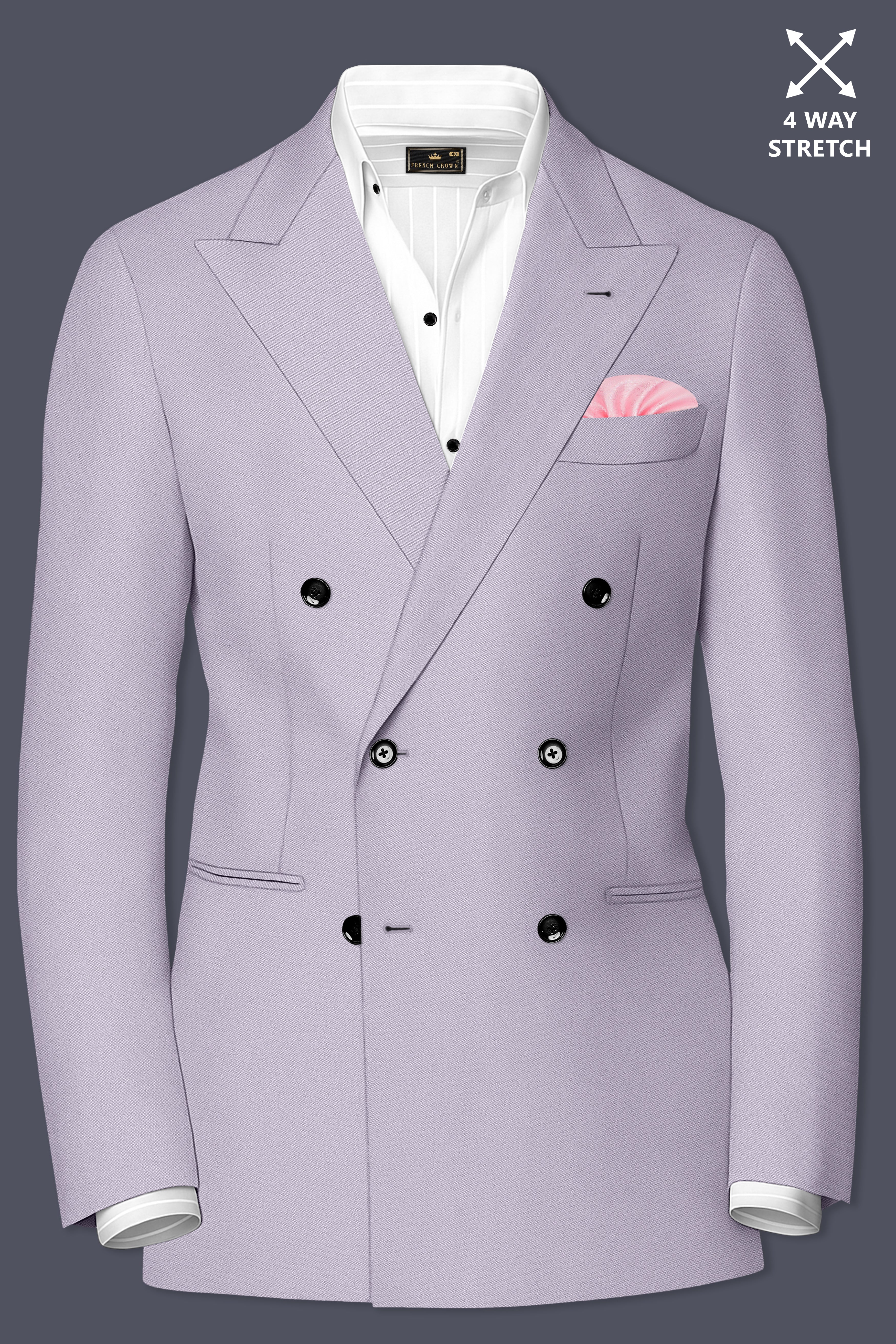 Aegis-Korean Iron Gray 4-Way Stretch Wrinkle-Free Wool Rich Double Breasted Suit