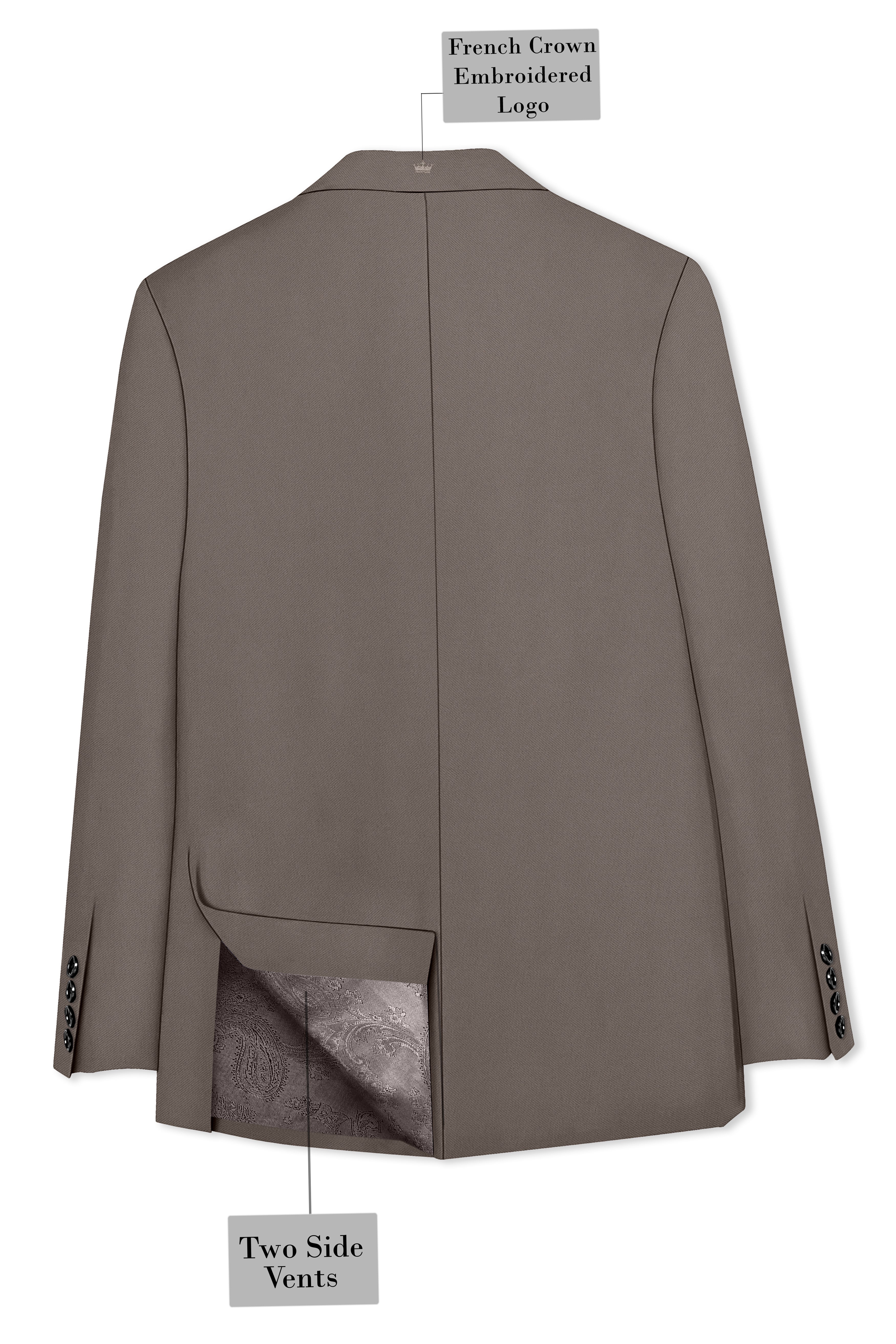 Monarch-Korean Flint Brown 4-Way Stretch Wrinkle-Free Wool Rich Double Breasted Suit