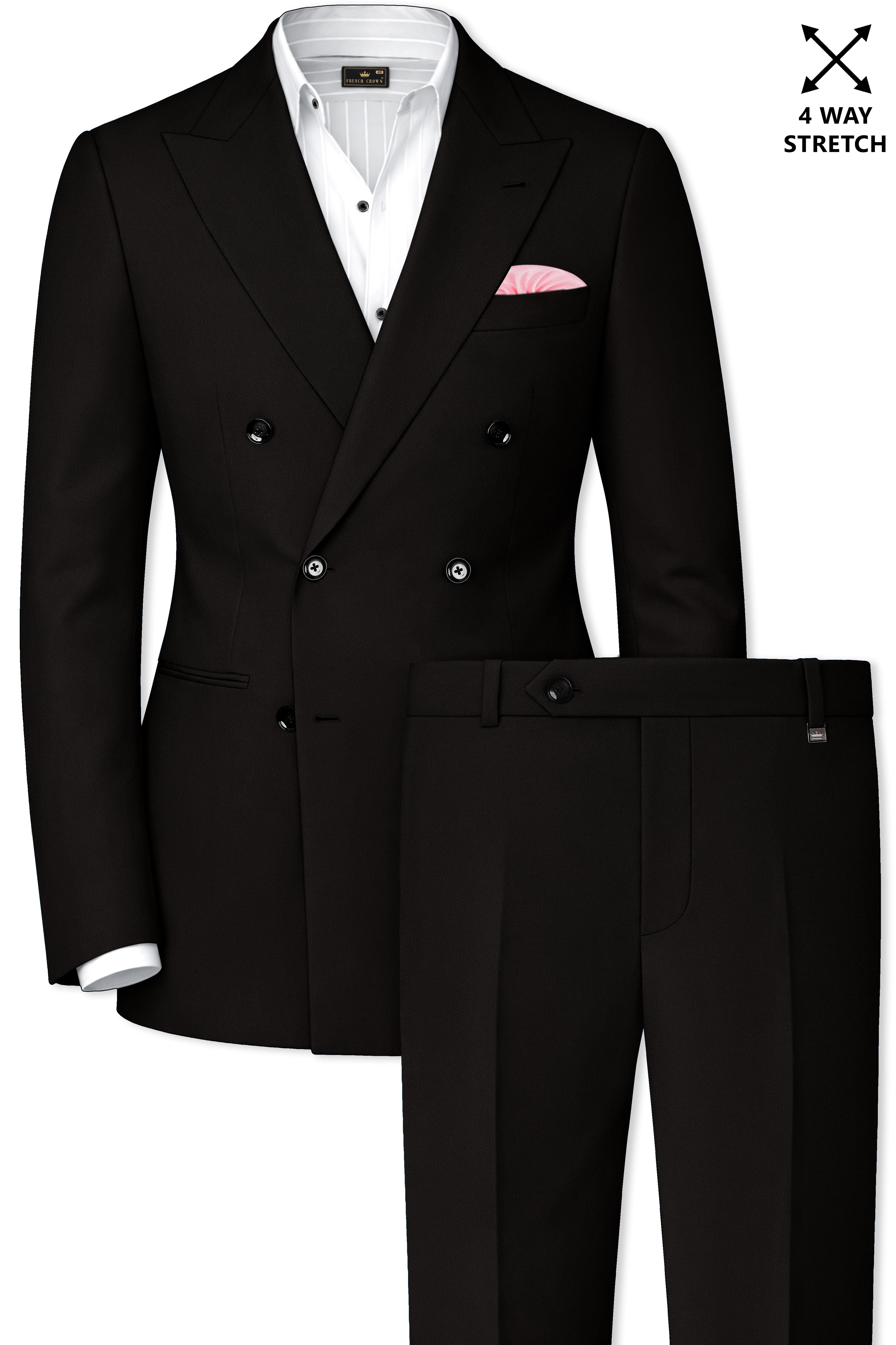 Bronze-Korean Zeus Brown 4-Way Stretch Wrinkle-Free Wool Rich Double Breasted Suit