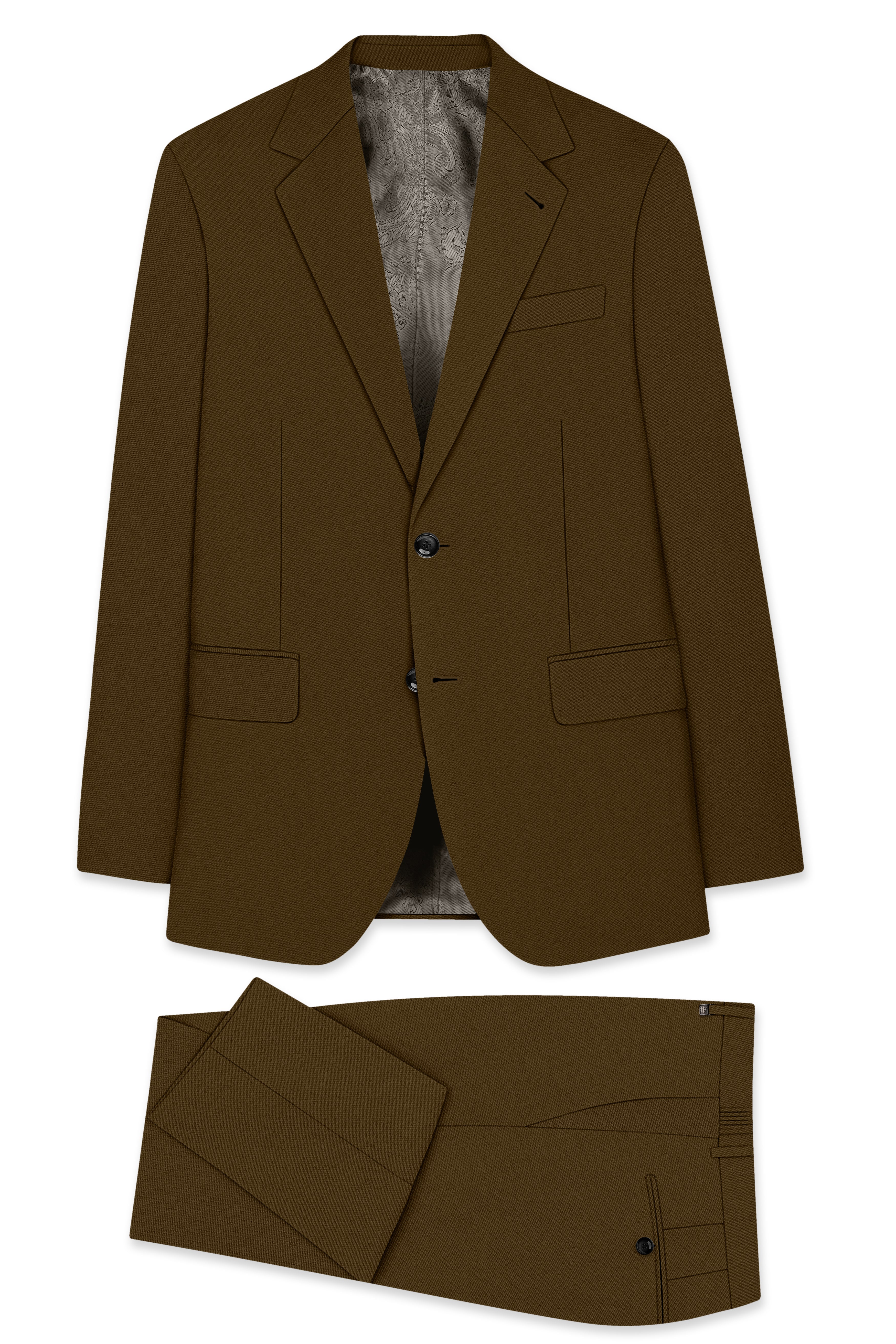 Terra-Korean Tumbleweed Brown 4-Way Stretch Wrinkle-Free Wool Rich Single Breasted Suit