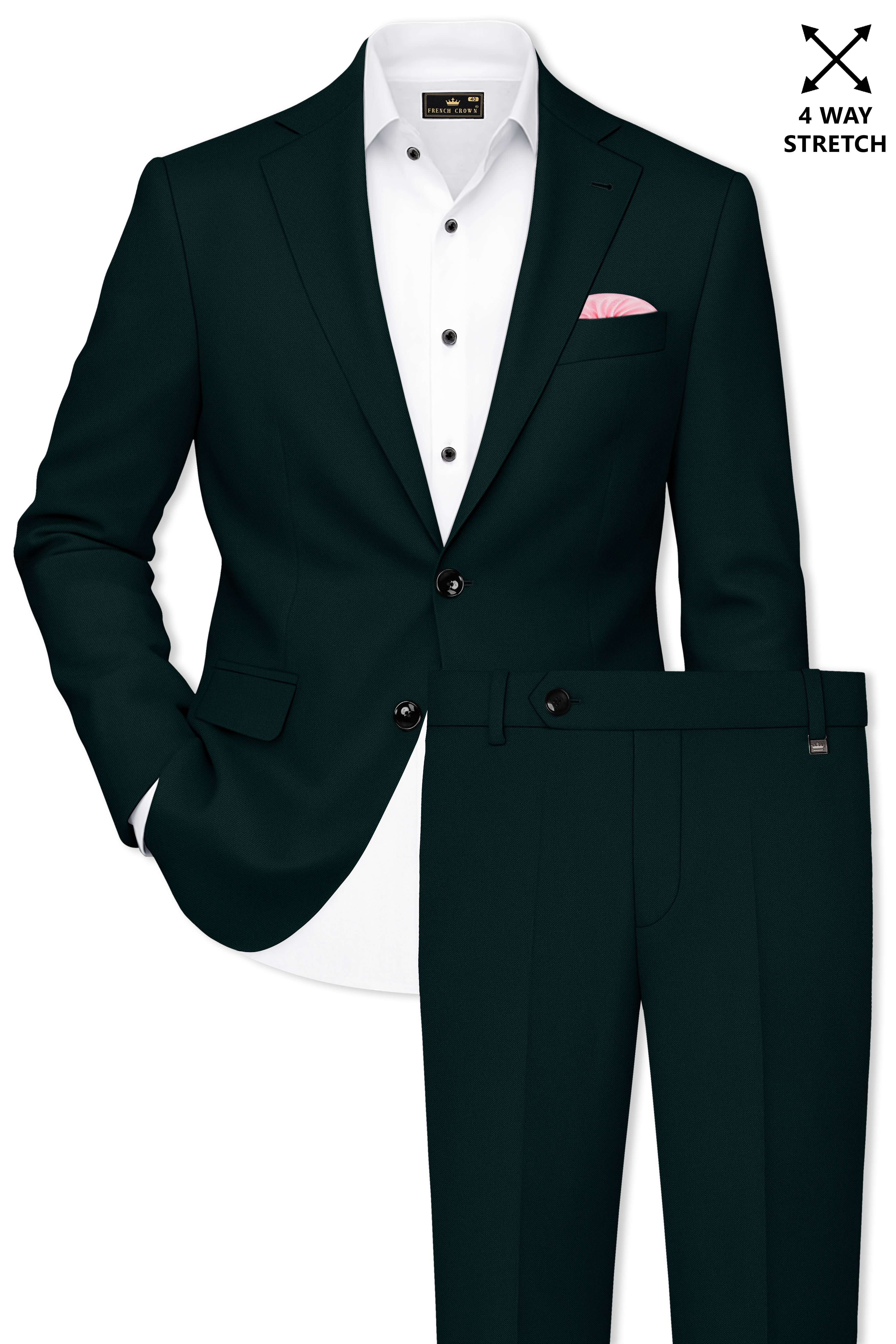 Terrain-Korean Swamp Green 4-Way Stretch Wrinkle-Free Wool Rich Single Breasted Suit