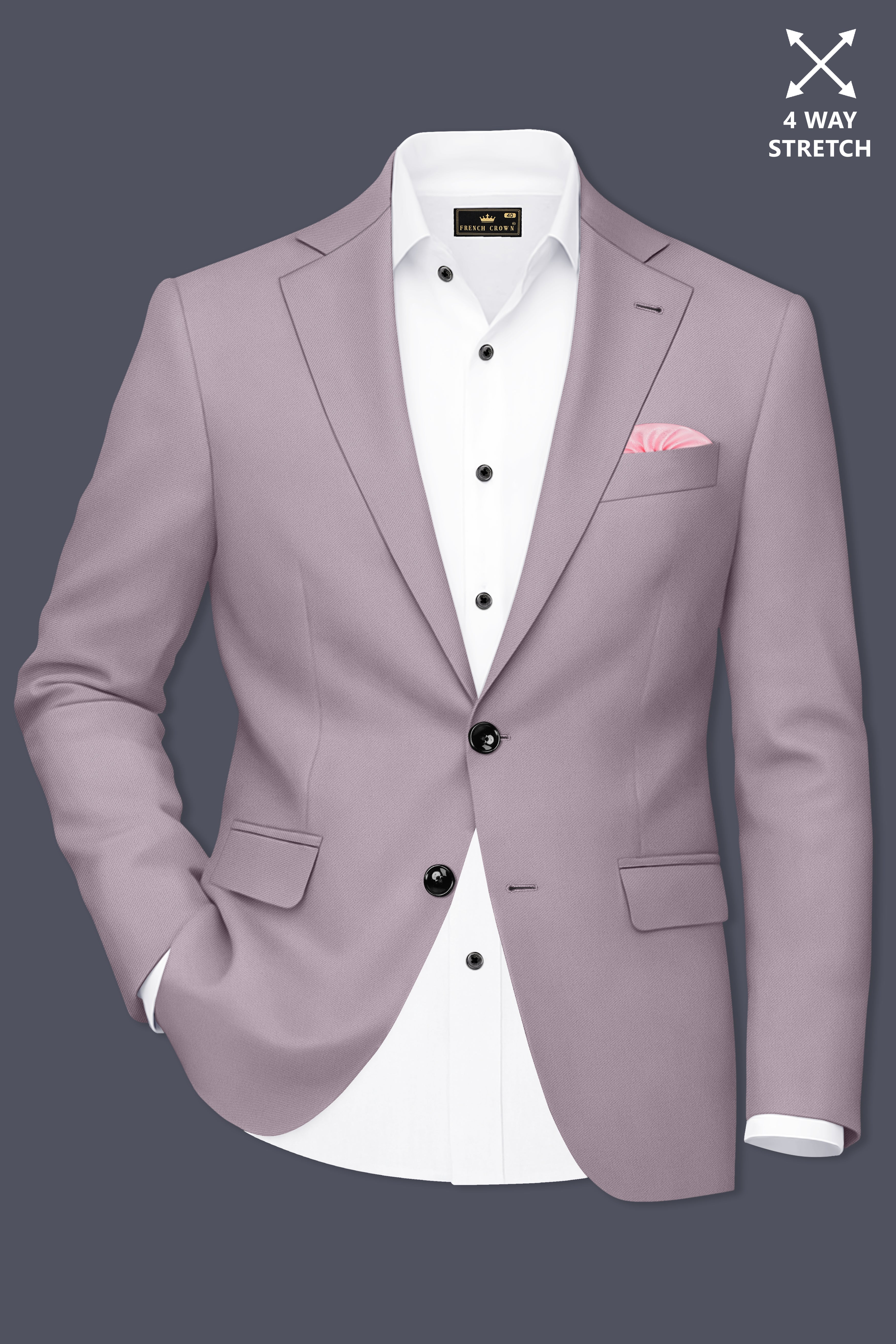 Roselle-Korean Bouquet Pink 4-Way Stretch Wrinkle-Free Wool Rich Single Breasted Suit