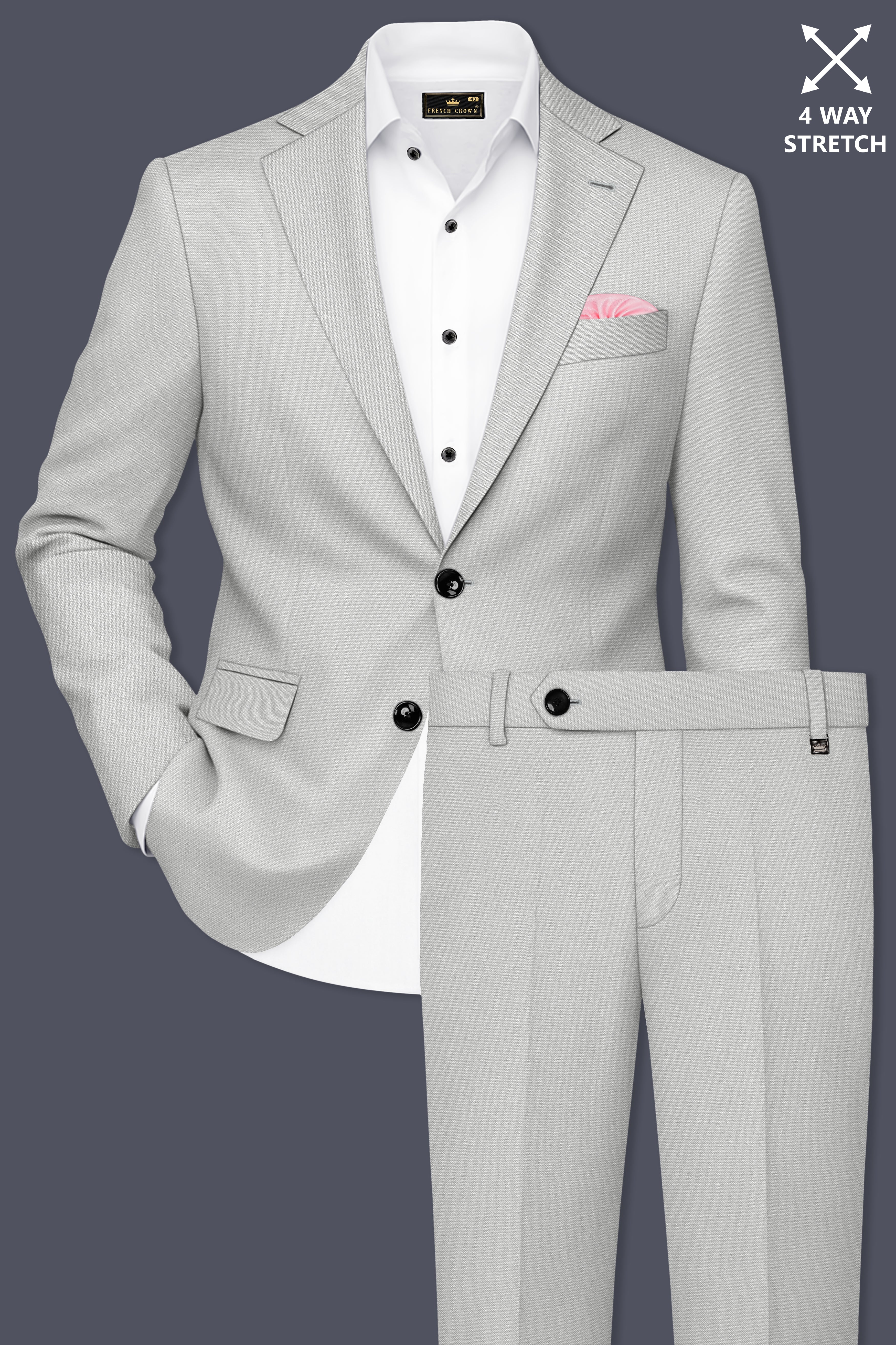Axiom-Korean Nickel Gray 4-Way Stretch Wrinkle-Free Wool Rich Single Breasted Suit