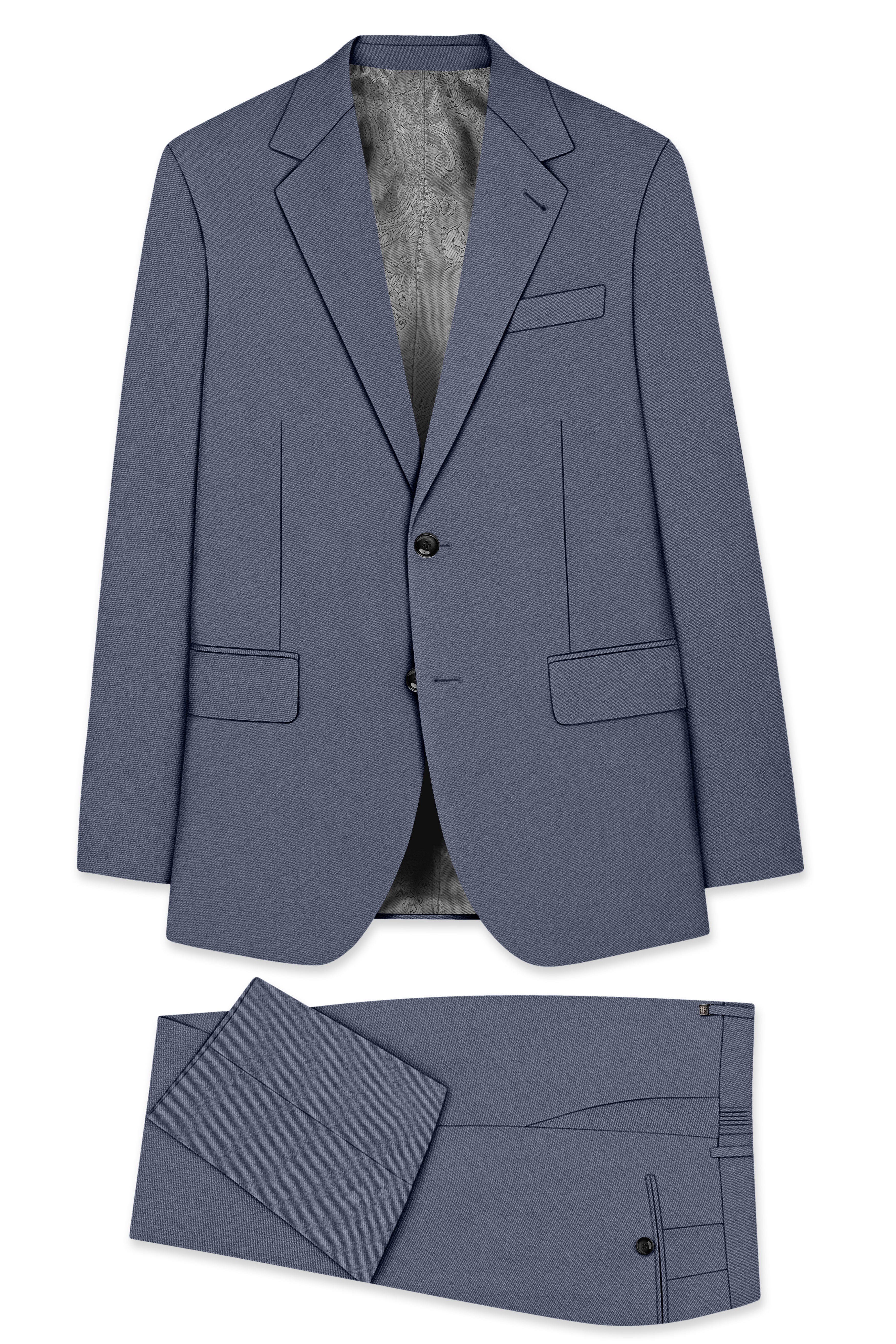 Monarch-Korean Dolphin Gray 4-Way Stretch Wrinkle-Free Wool Rich Single Breasted Suit