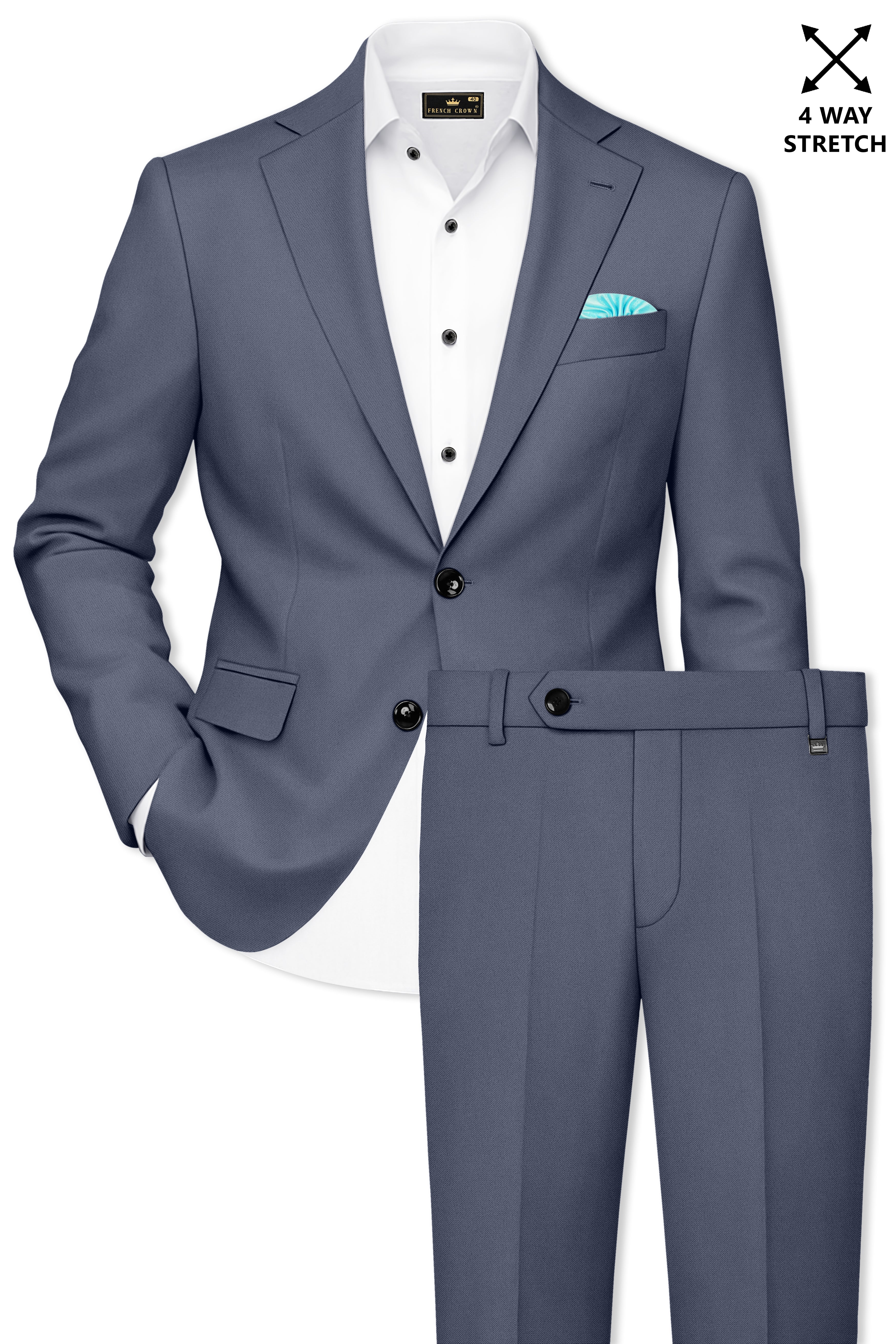 Monarch-Korean Dolphin Gray 4-Way Stretch Wrinkle-Free Wool Rich Single Breasted Suit