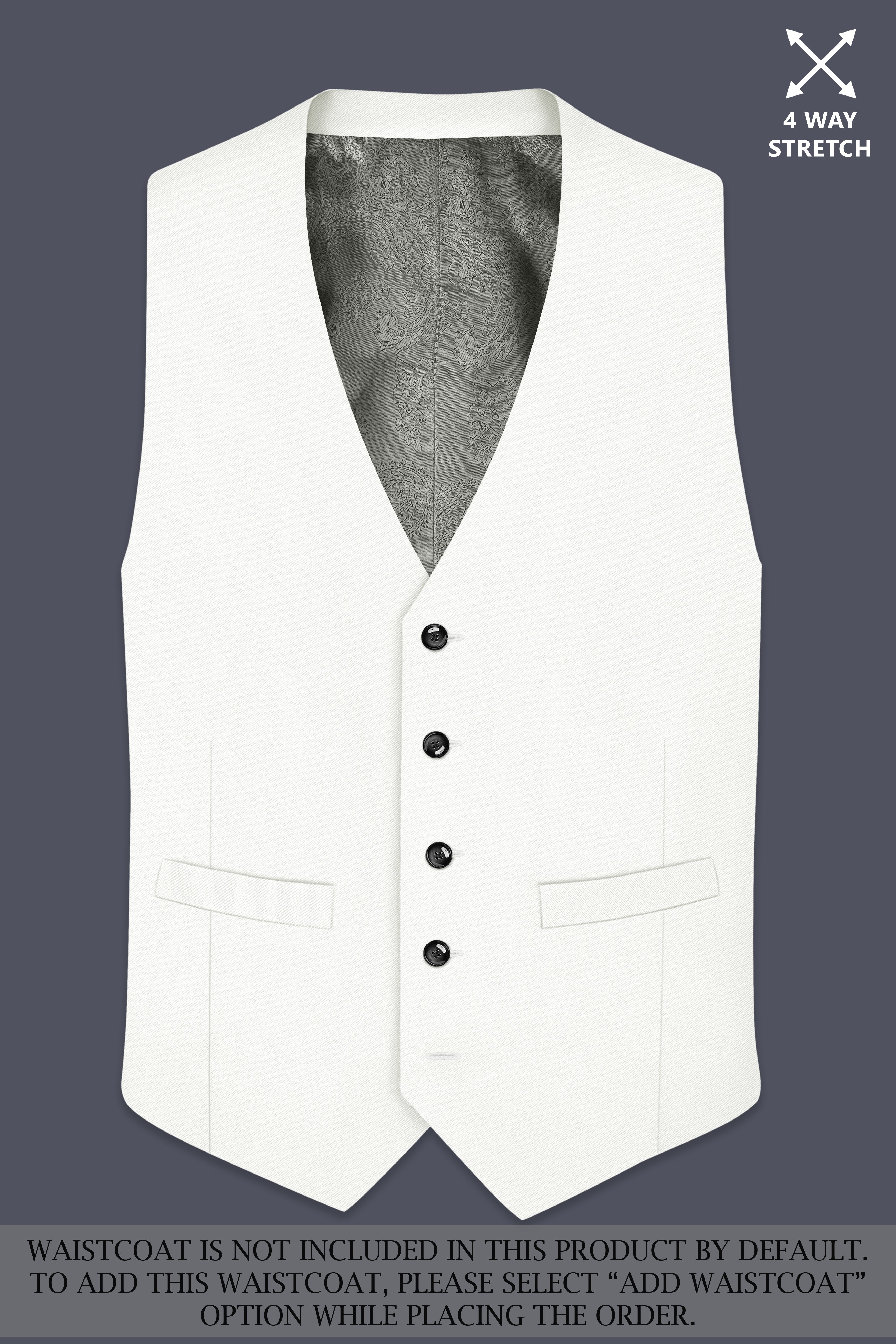 Celio-Korean Off White 4-Way Stretch Wrinkle-Free Wool Rich Single Breasted Suit