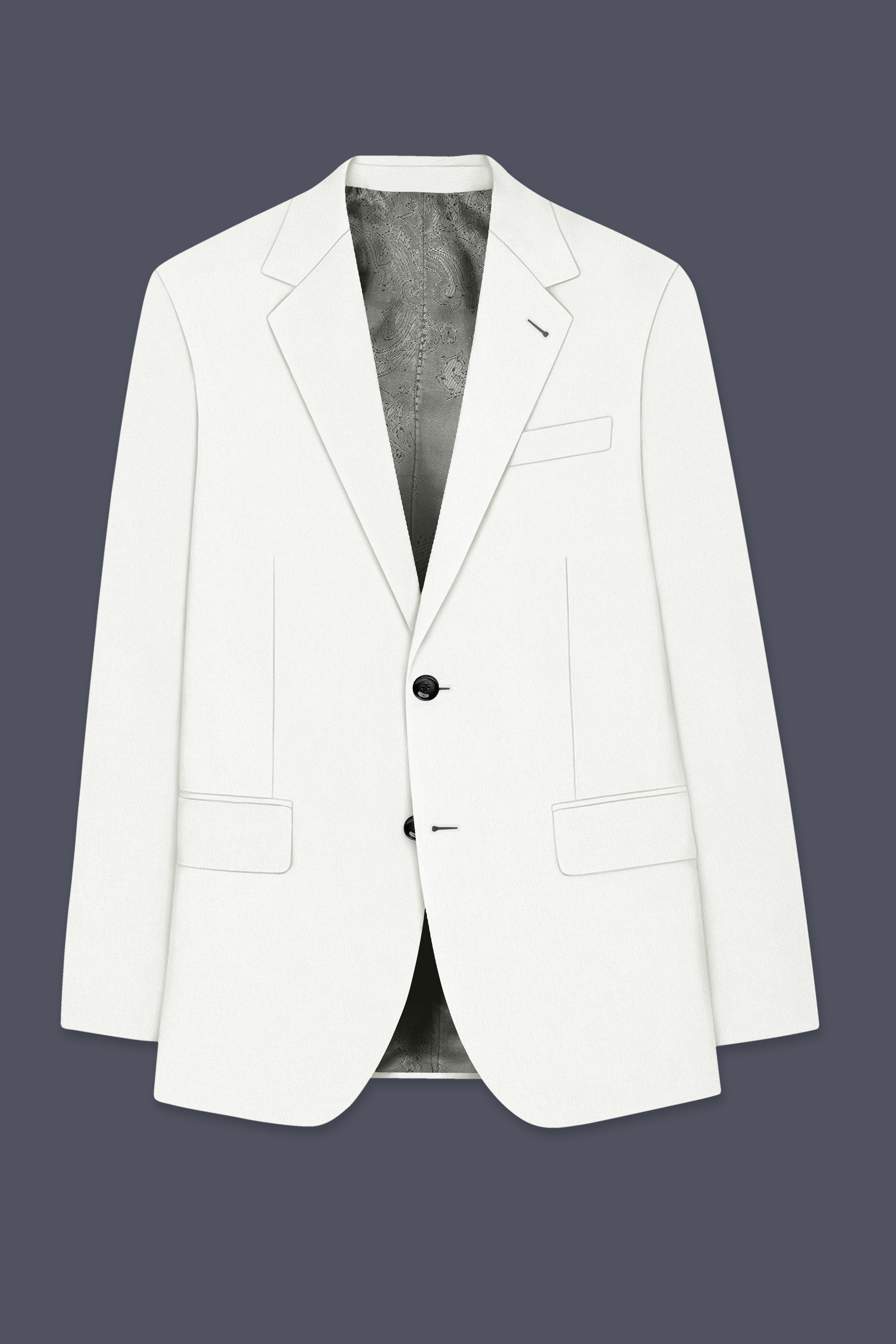 Celio-Korean Off White 4-Way Stretch Wrinkle-Free Wool Rich Single Breasted Suit