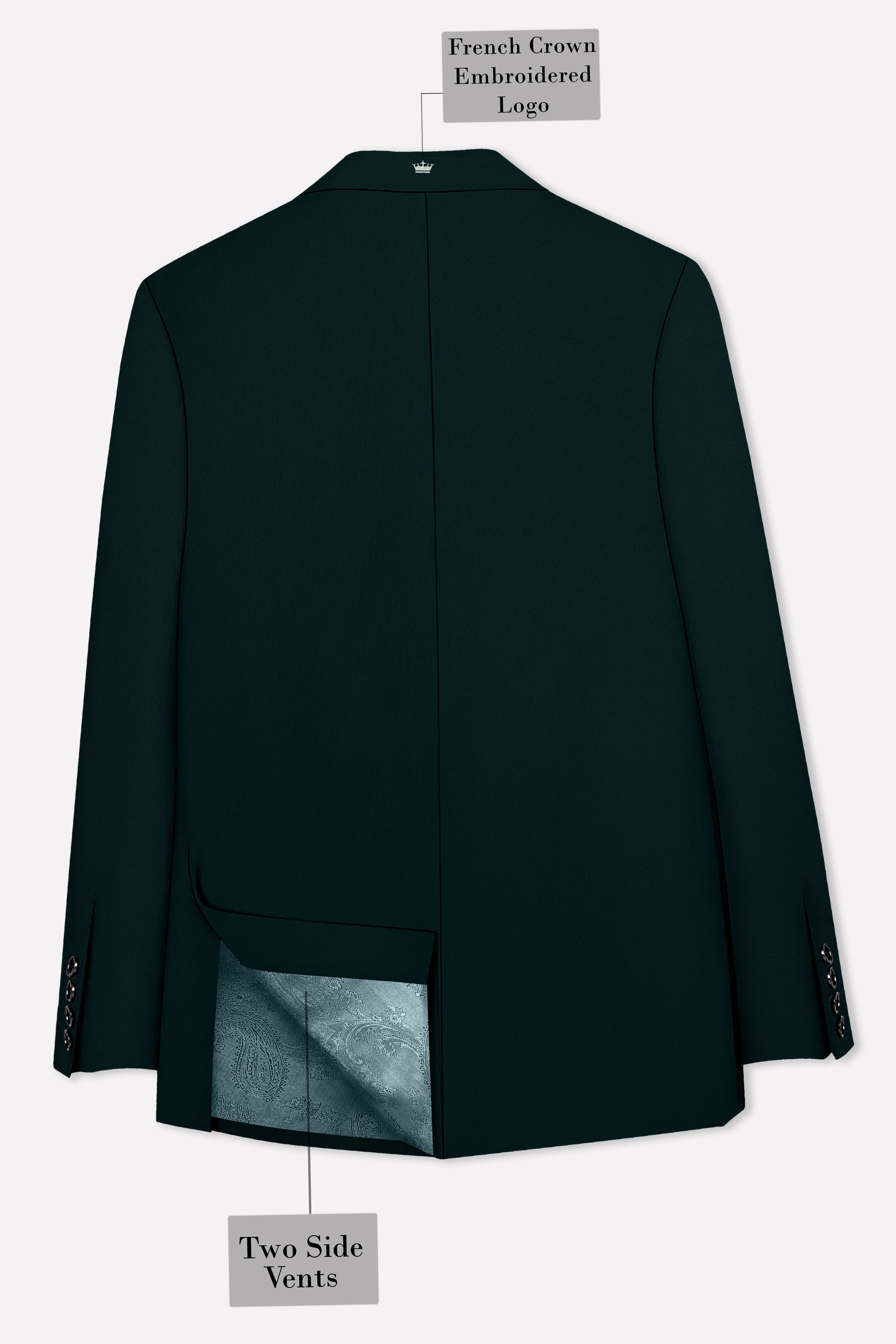 Terrain-Korean Swamp Green 4-Way Stretch Wrinkle-Free Wool Rich Double Breasted Suit