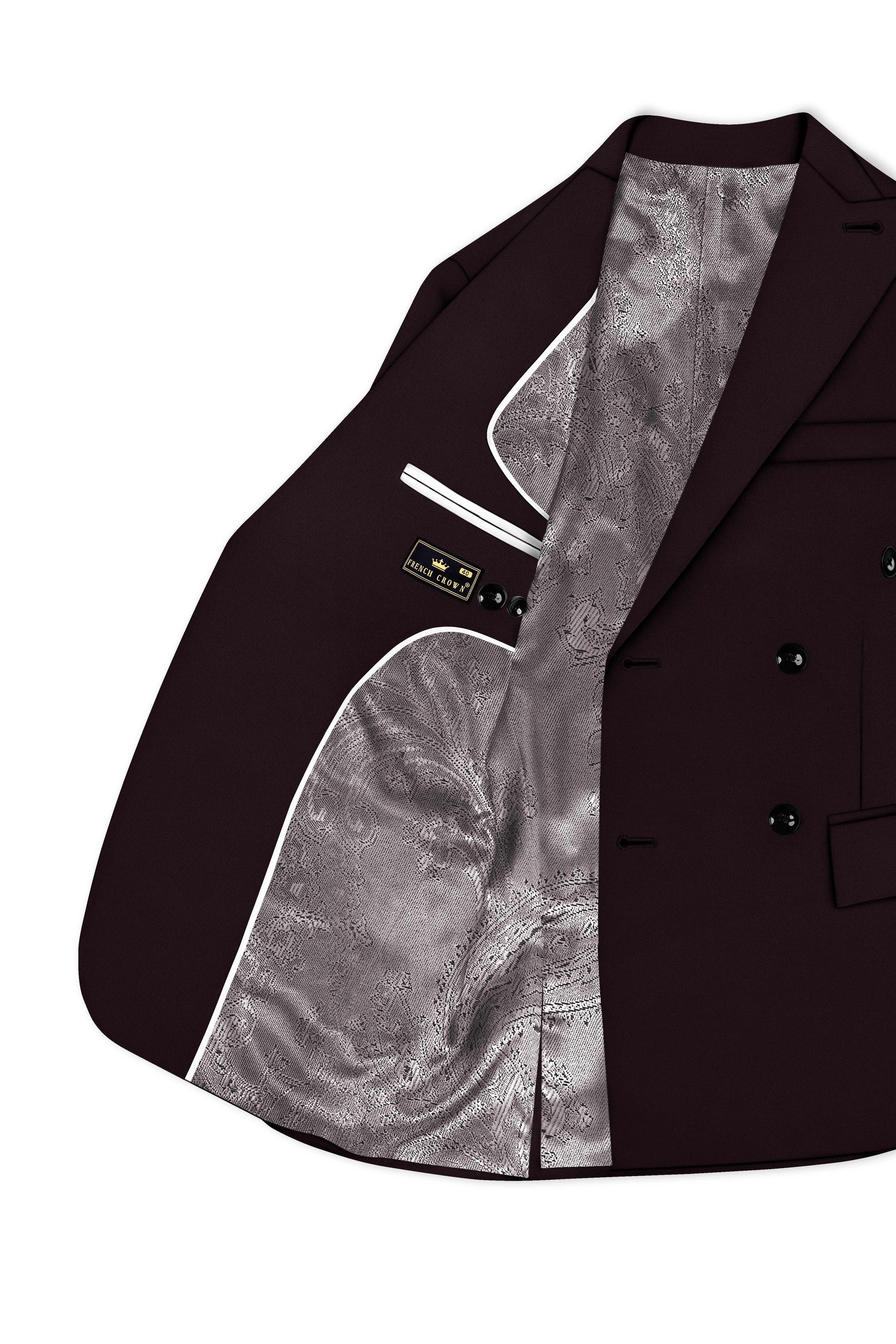 Merlot-Korean Wine Purple 4-Way Stretch Wrinkle-Free Wool Rich Double Breasted Suit