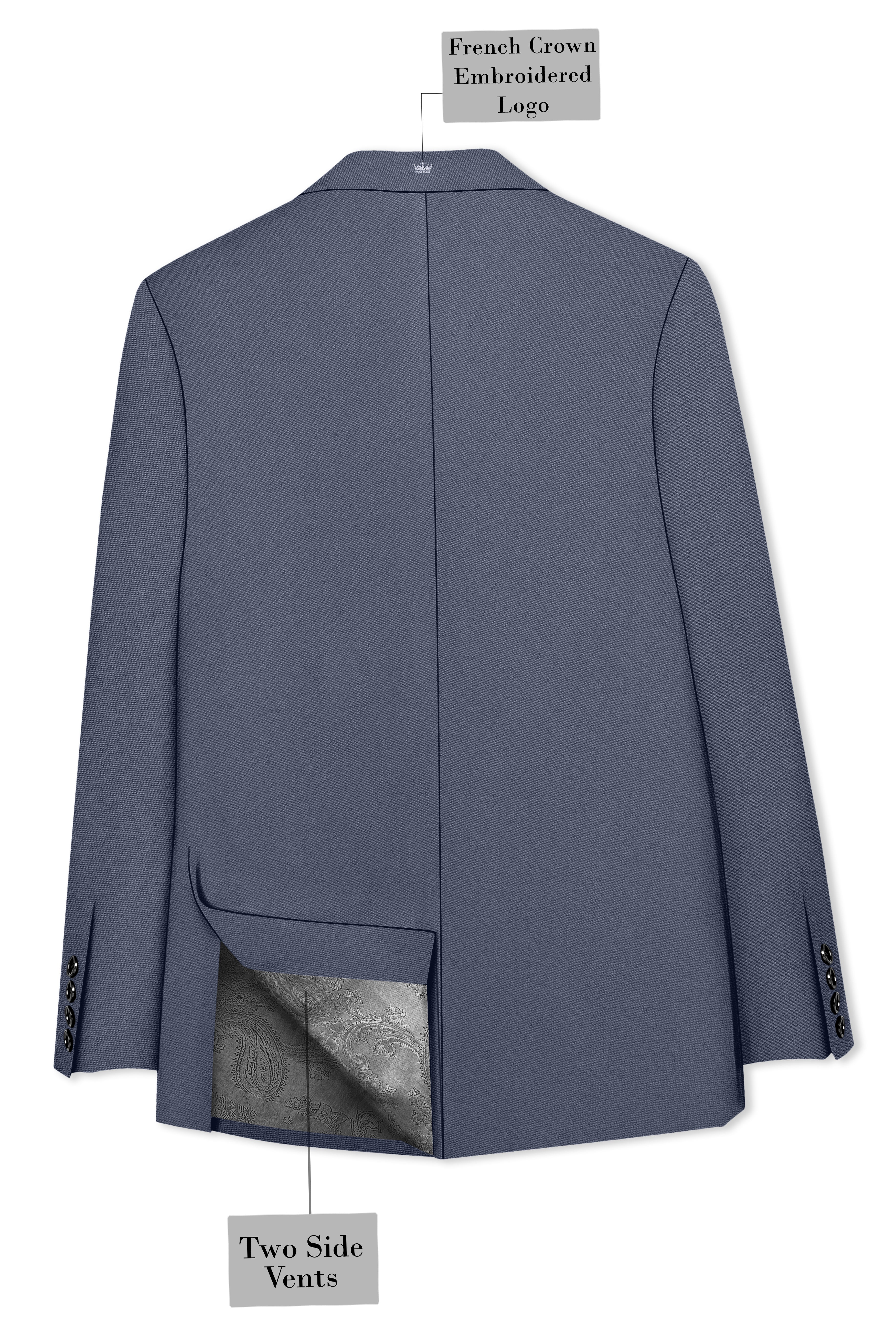 Monarch-Korean Dolphin Gray 4-Way Stretch Wrinkle-Free Wool Rich Double Breasted Suit