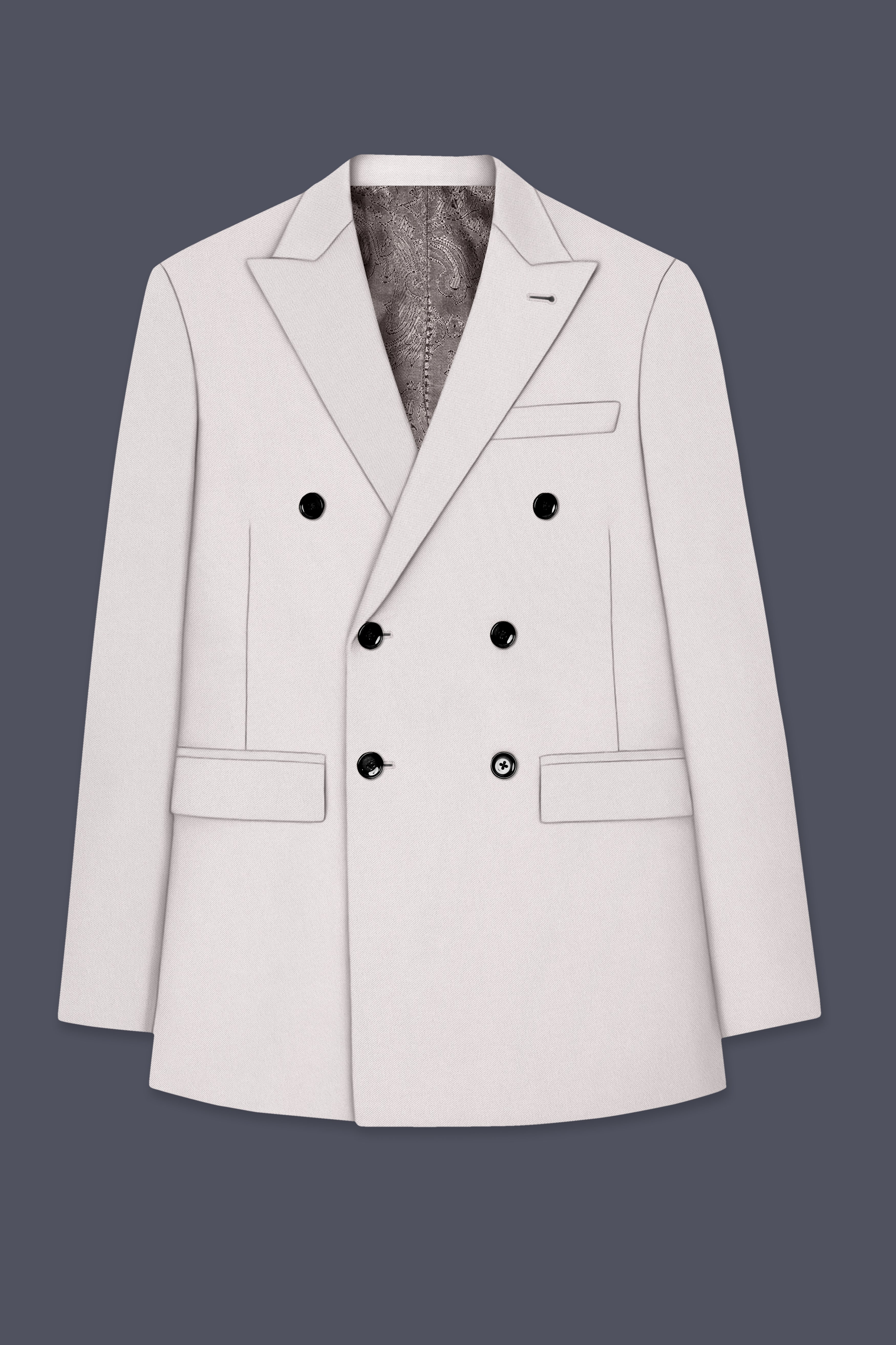 Ivora-Korean Amour Cream 4-Way Stretch Wrinkle-Free Wool Rich Double Breasted Suit