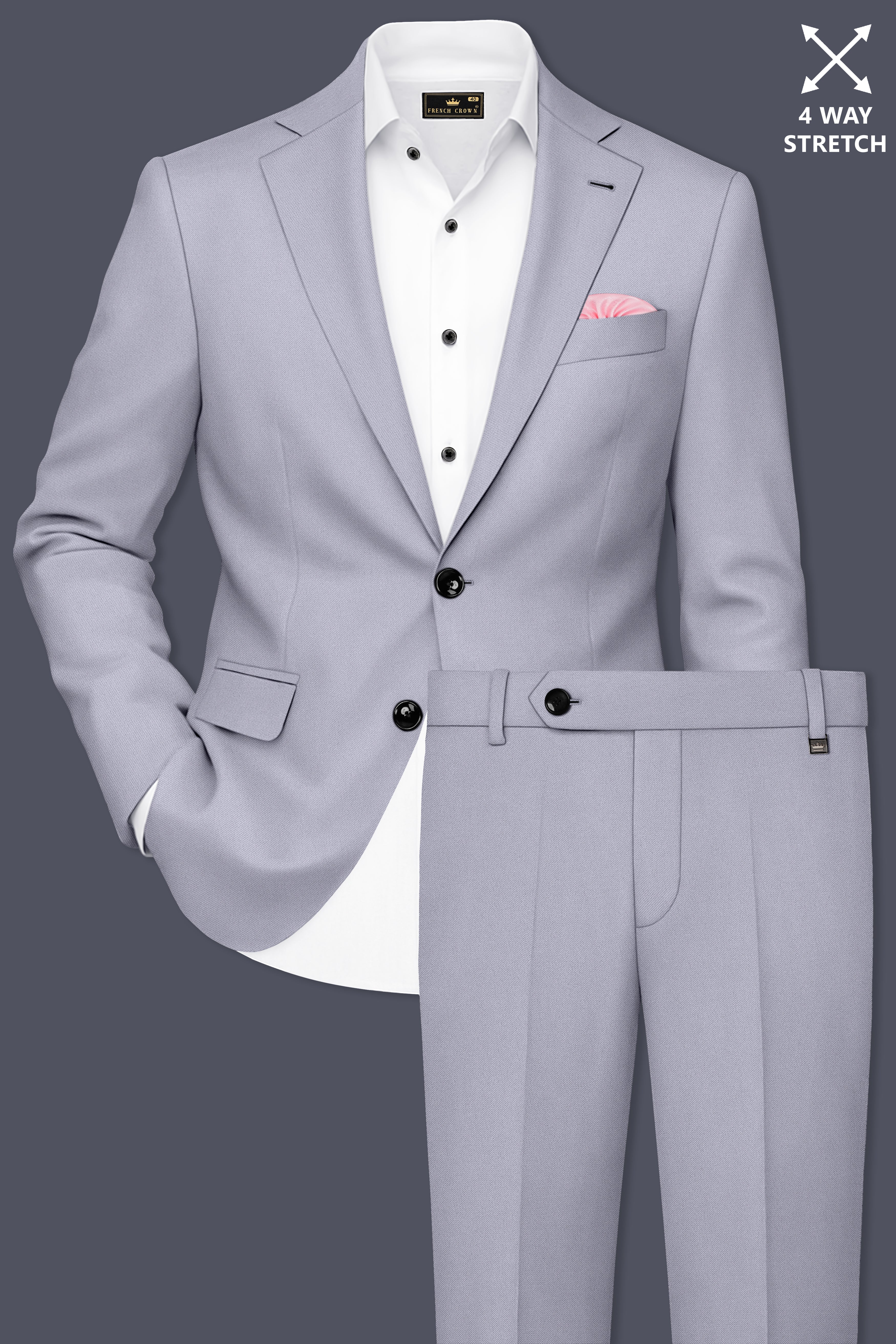Graphite-Korean Topaz Gray 4-Way Stretch Wrinkle-Free Wool Rich Single Breasted Suit