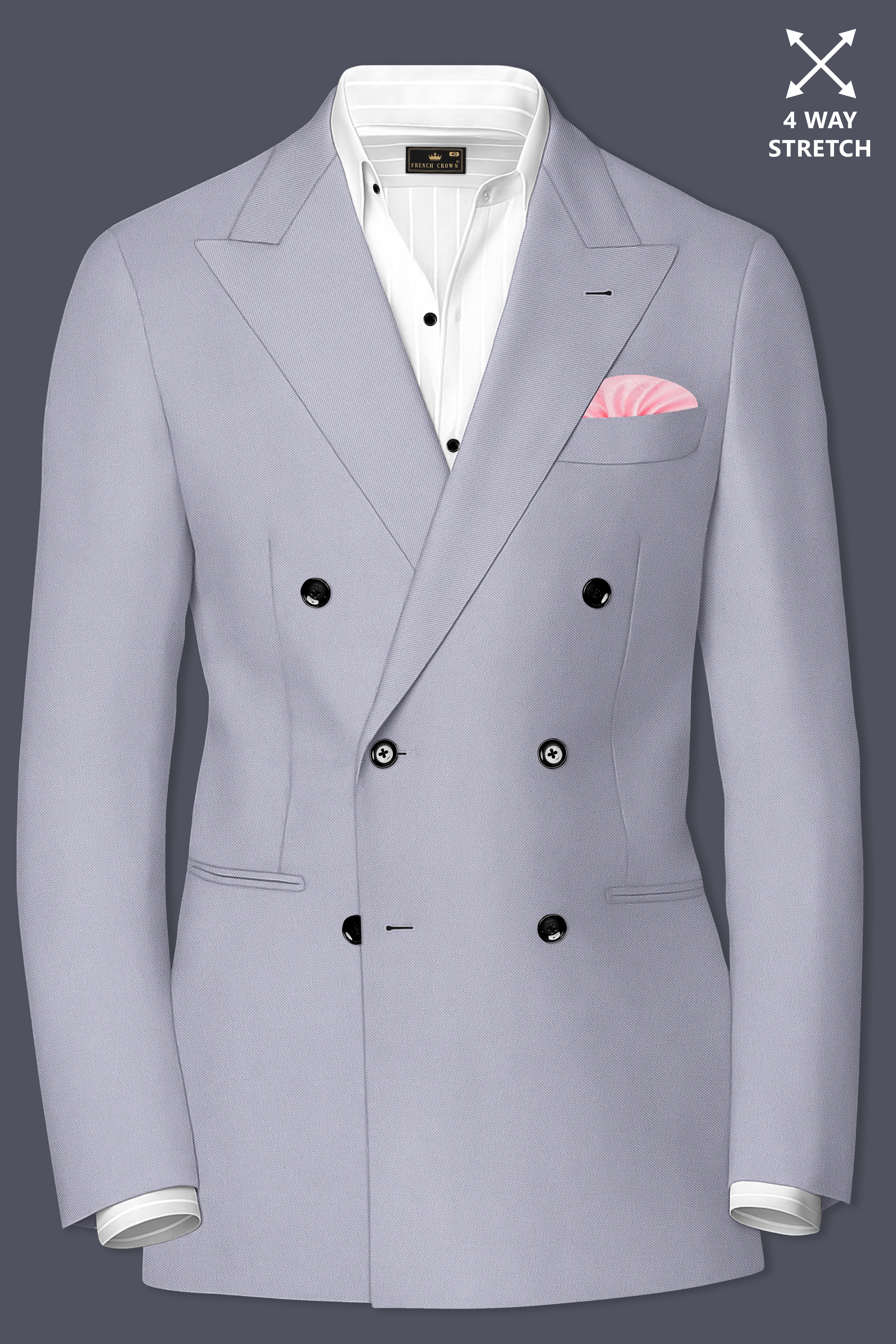 Graphite-Korean Topaz Gray 4-Way Stretch Wrinkle-Free Wool Rich Double Breasted Suit