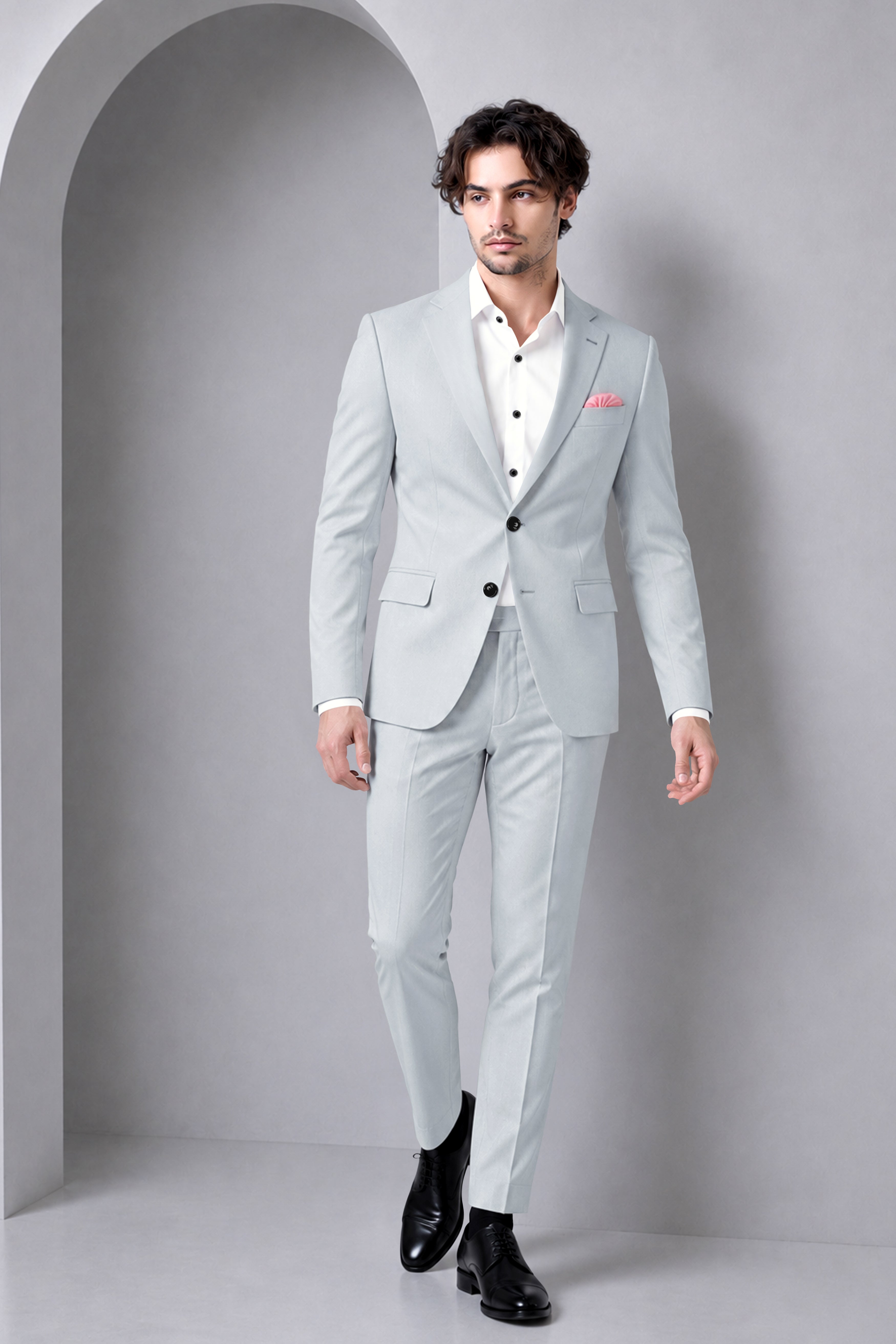 Slate-Mystic Gray Wool Rich Slight Stretch Single Breasted Suit